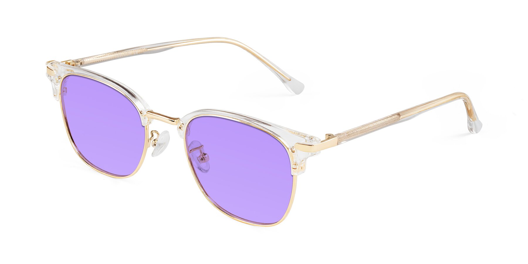 Angle of Raguti in Clear/Gold with Medium Purple Tinted Lenses