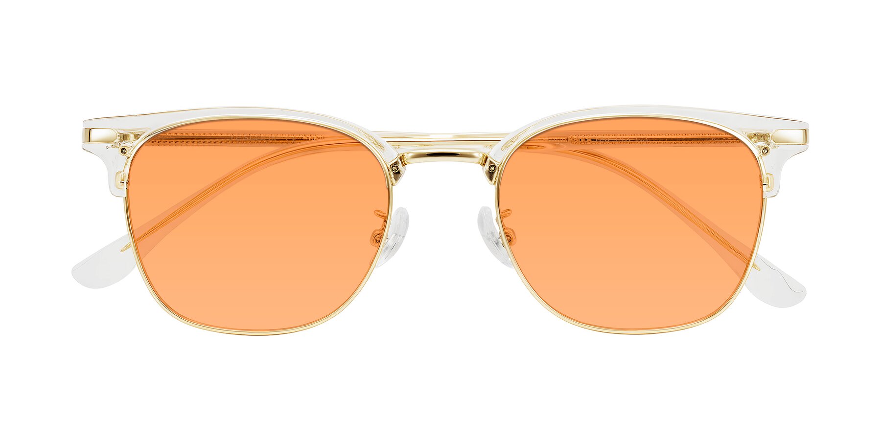 Folded Front of Raguti in Clear/Gold with Medium Orange Tinted Lenses