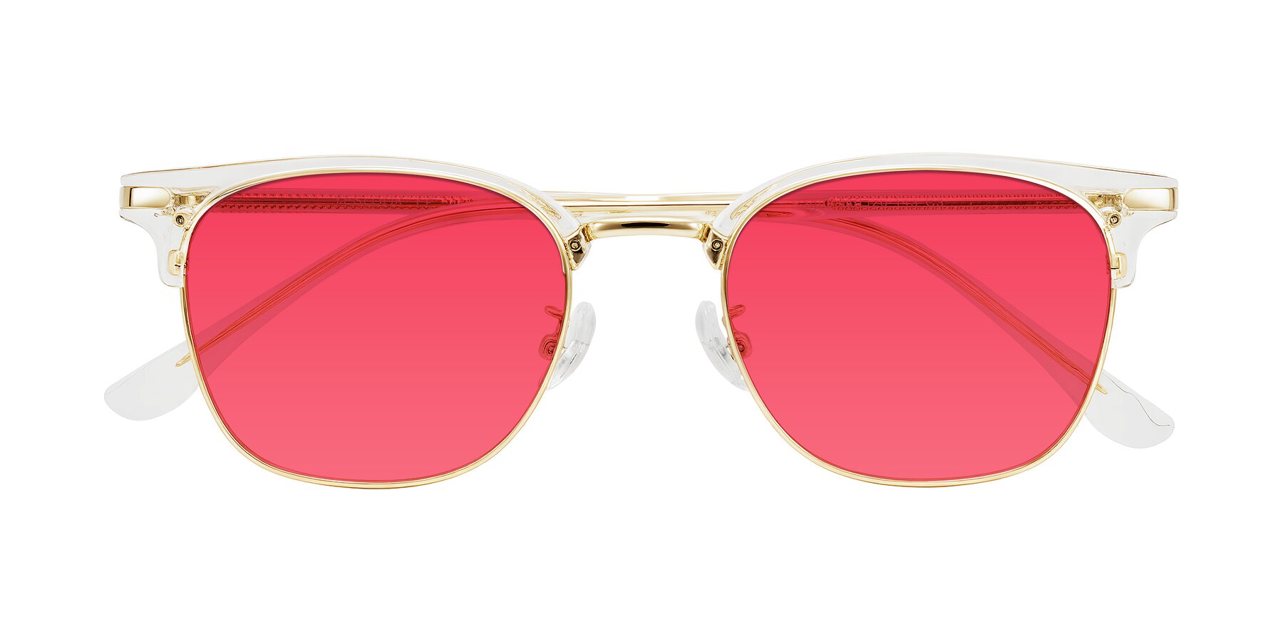 Folded Front of Raguti in Clear/Gold with Red Tinted Lenses