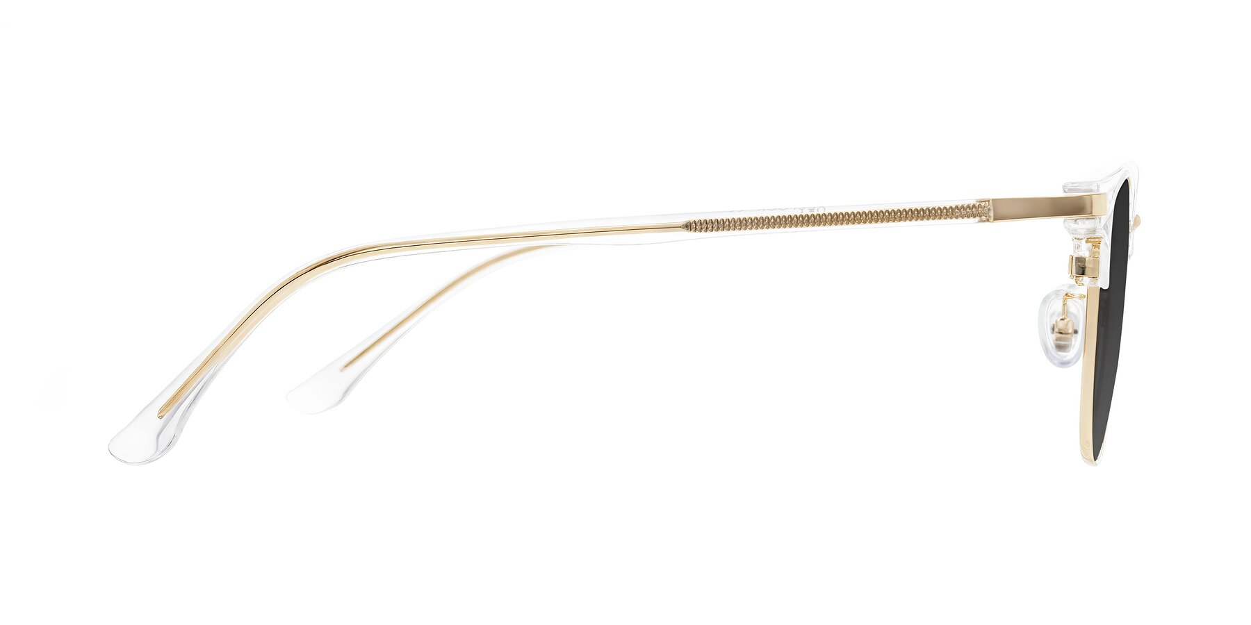 Side of Raguti in Clear/Gold with Gray Tinted Lenses