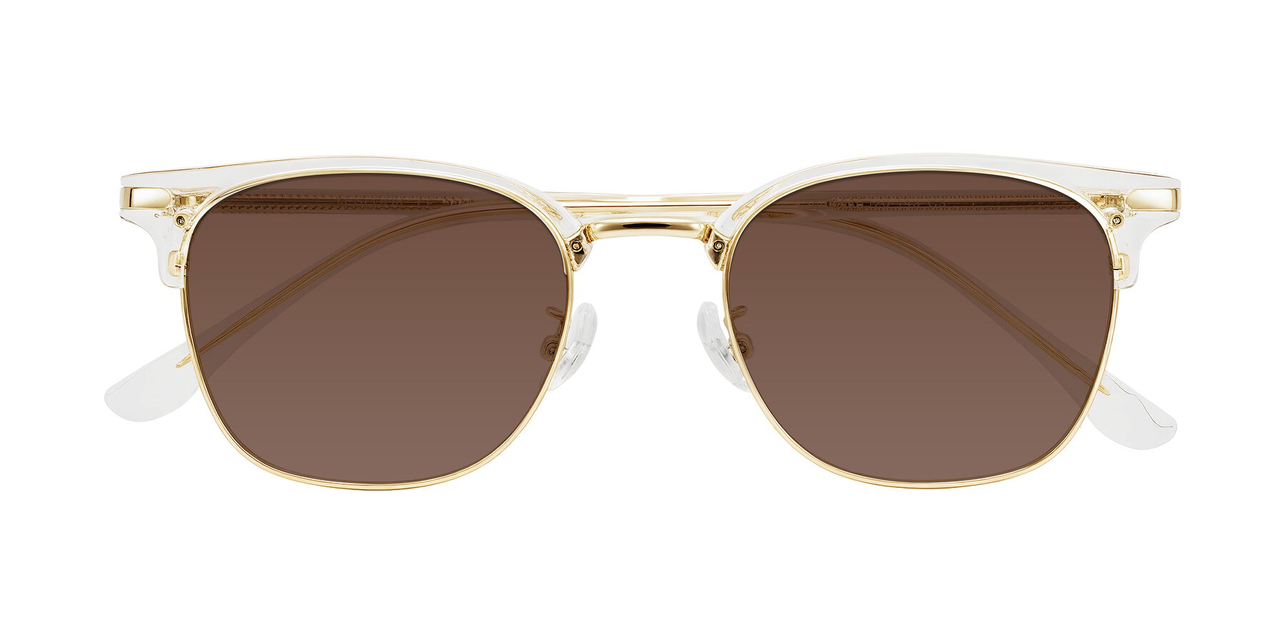Folded Front of Raguti in Clear/Gold with Brown Tinted Lenses