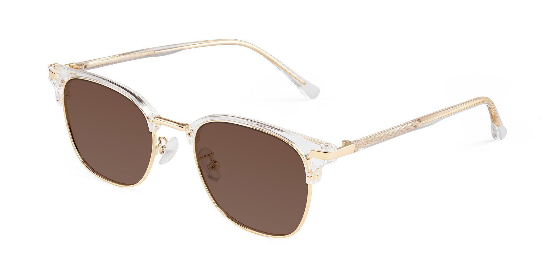 Angle of Raguti in Clear/Gold with Brown Tinted Lenses