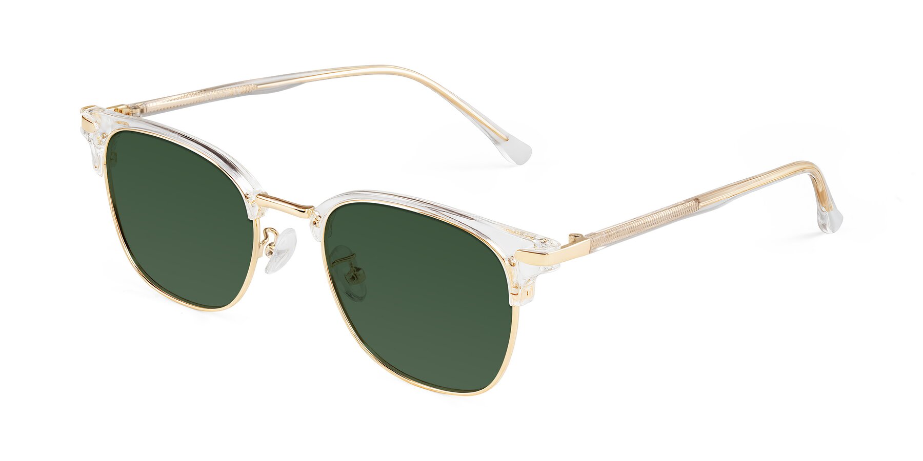 Angle of Raguti in Clear/Gold with Green Tinted Lenses