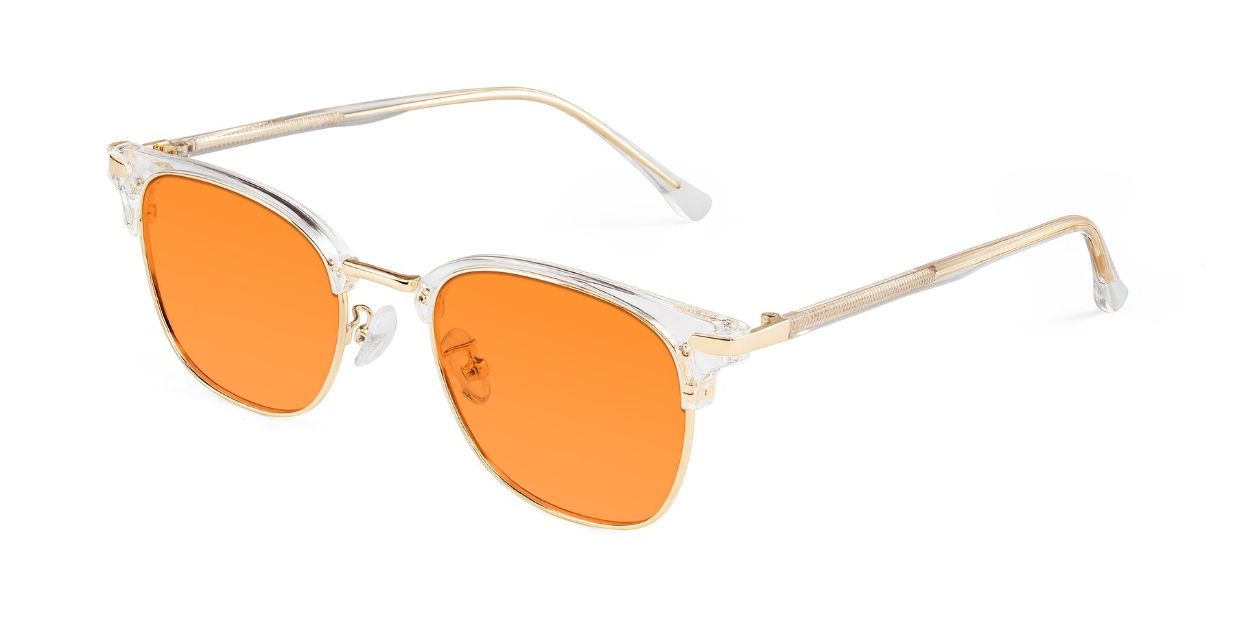 Angle of Raguti in Clear/Gold with Orange Tinted Lenses
