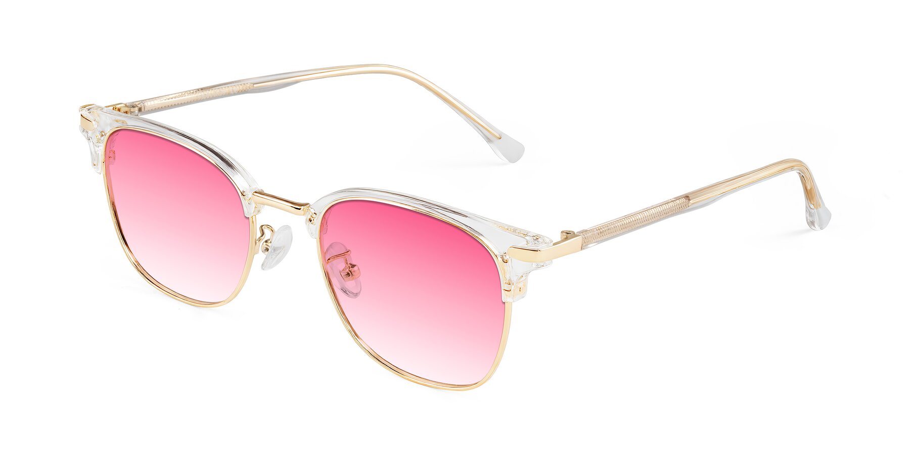 Angle of Raguti in Clear/Gold with Pink Gradient Lenses