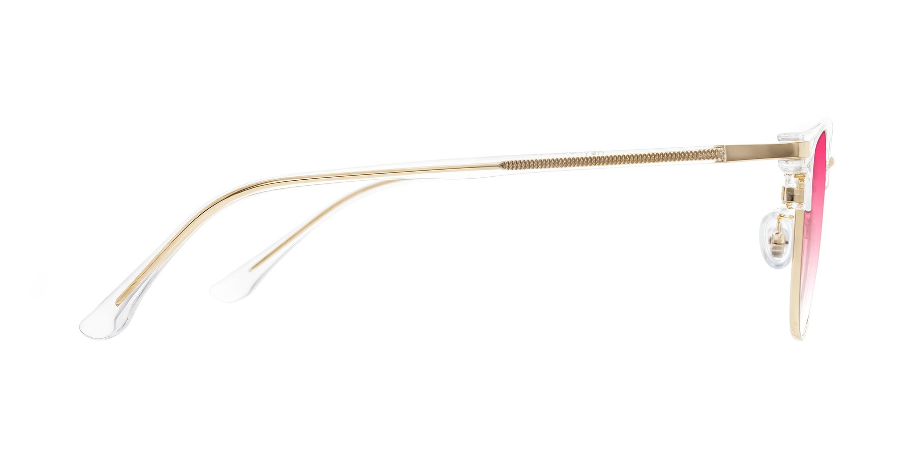 Side of Raguti in Clear/Gold with Pink Gradient Lenses