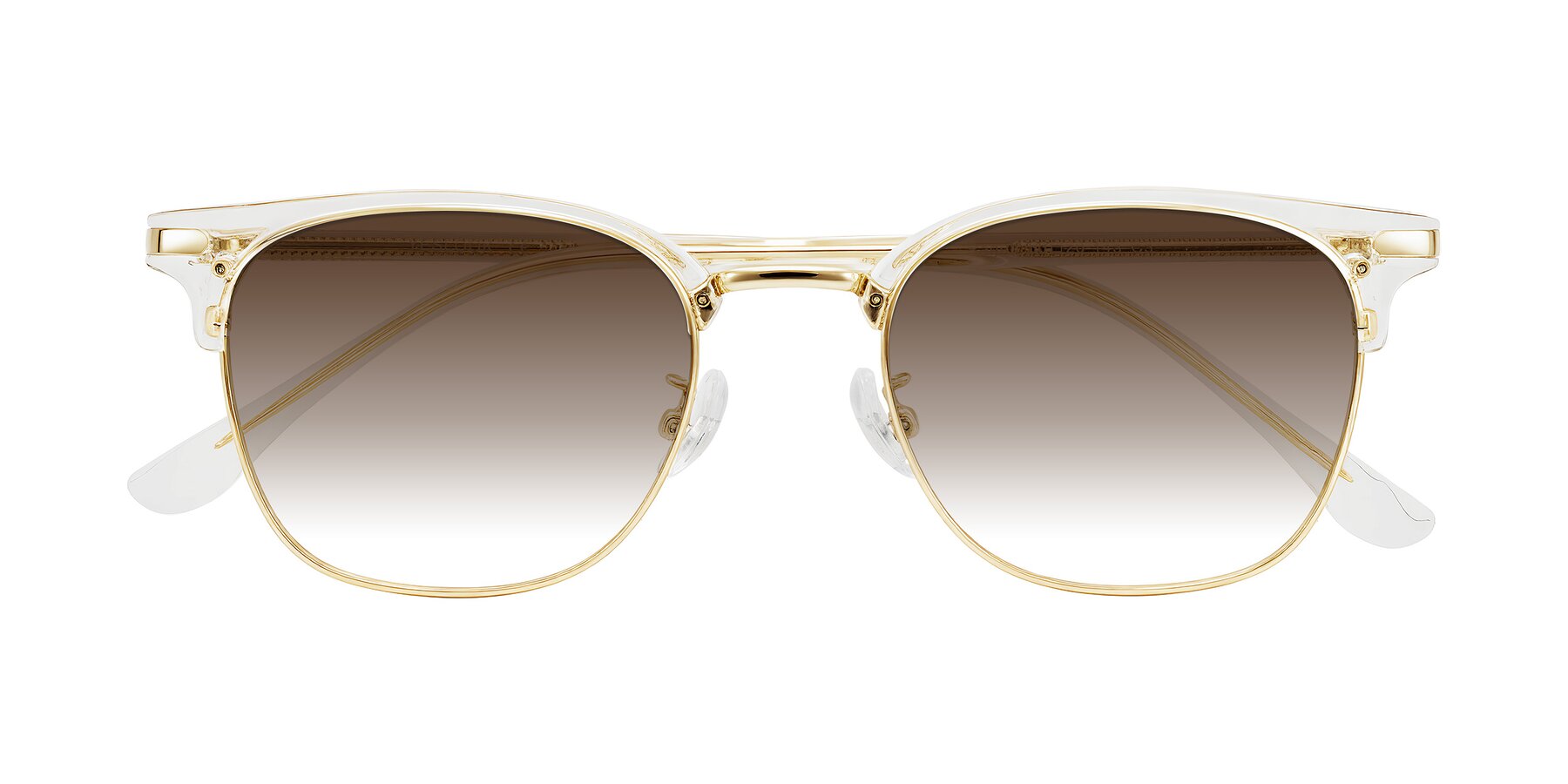 Folded Front of Raguti in Clear/Gold with Brown Gradient Lenses