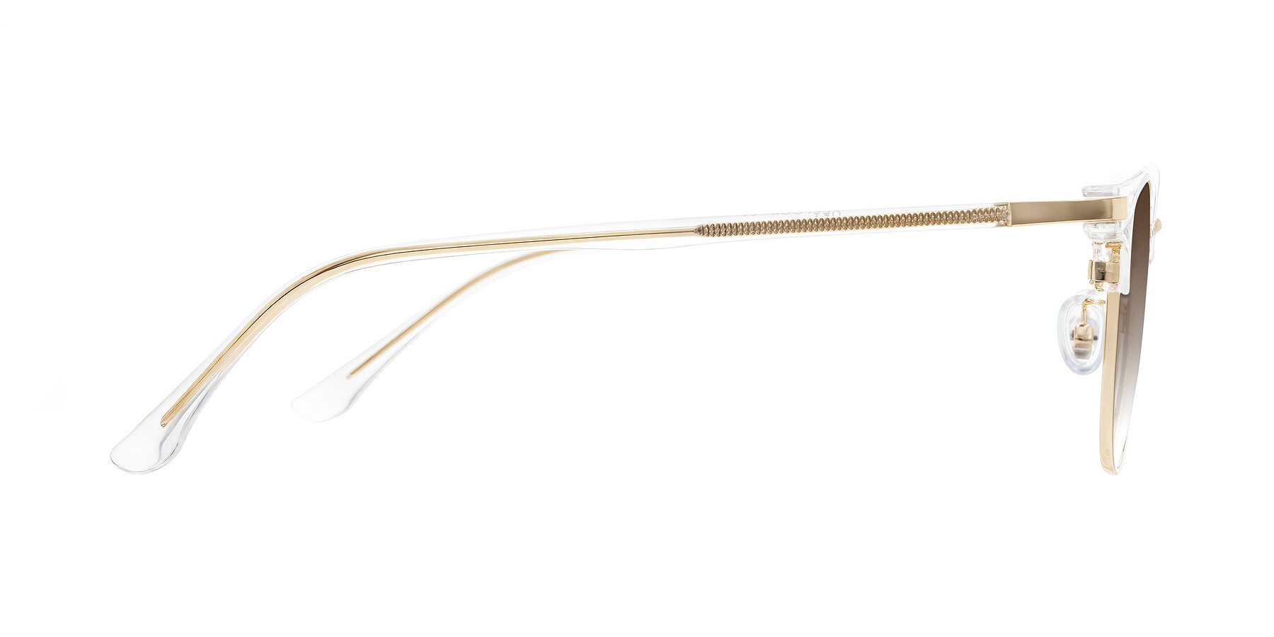 Side of Raguti in Clear/Gold with Brown Gradient Lenses