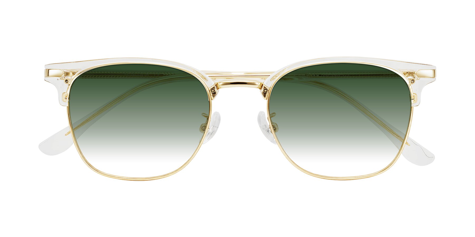 Folded Front of Raguti in Clear/Gold with Green Gradient Lenses