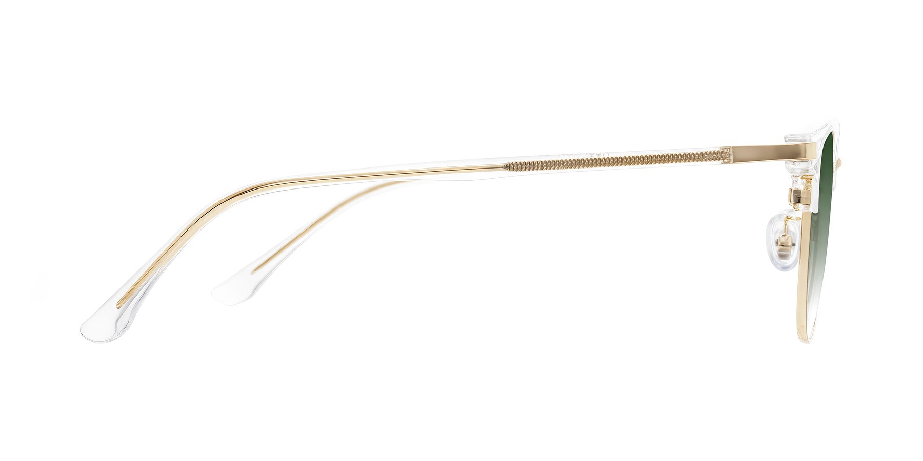 Side of Raguti in Clear/Gold with Green Gradient Lenses