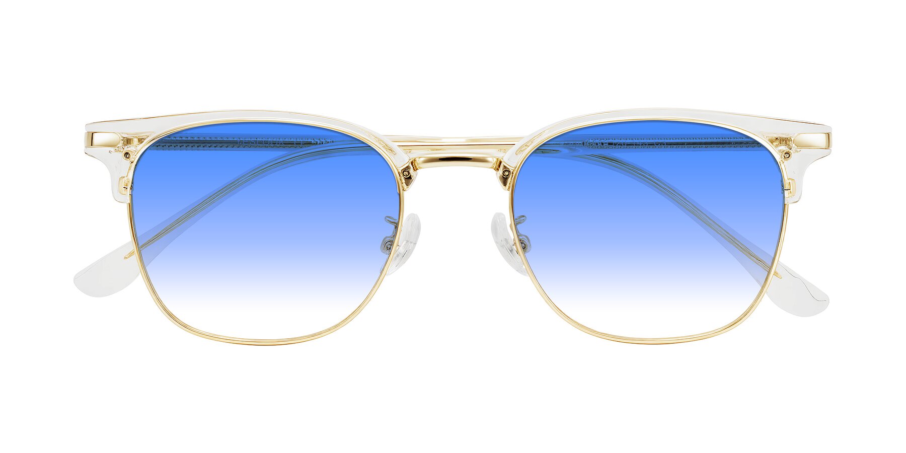 Folded Front of Raguti in Clear/Gold with Blue Gradient Lenses