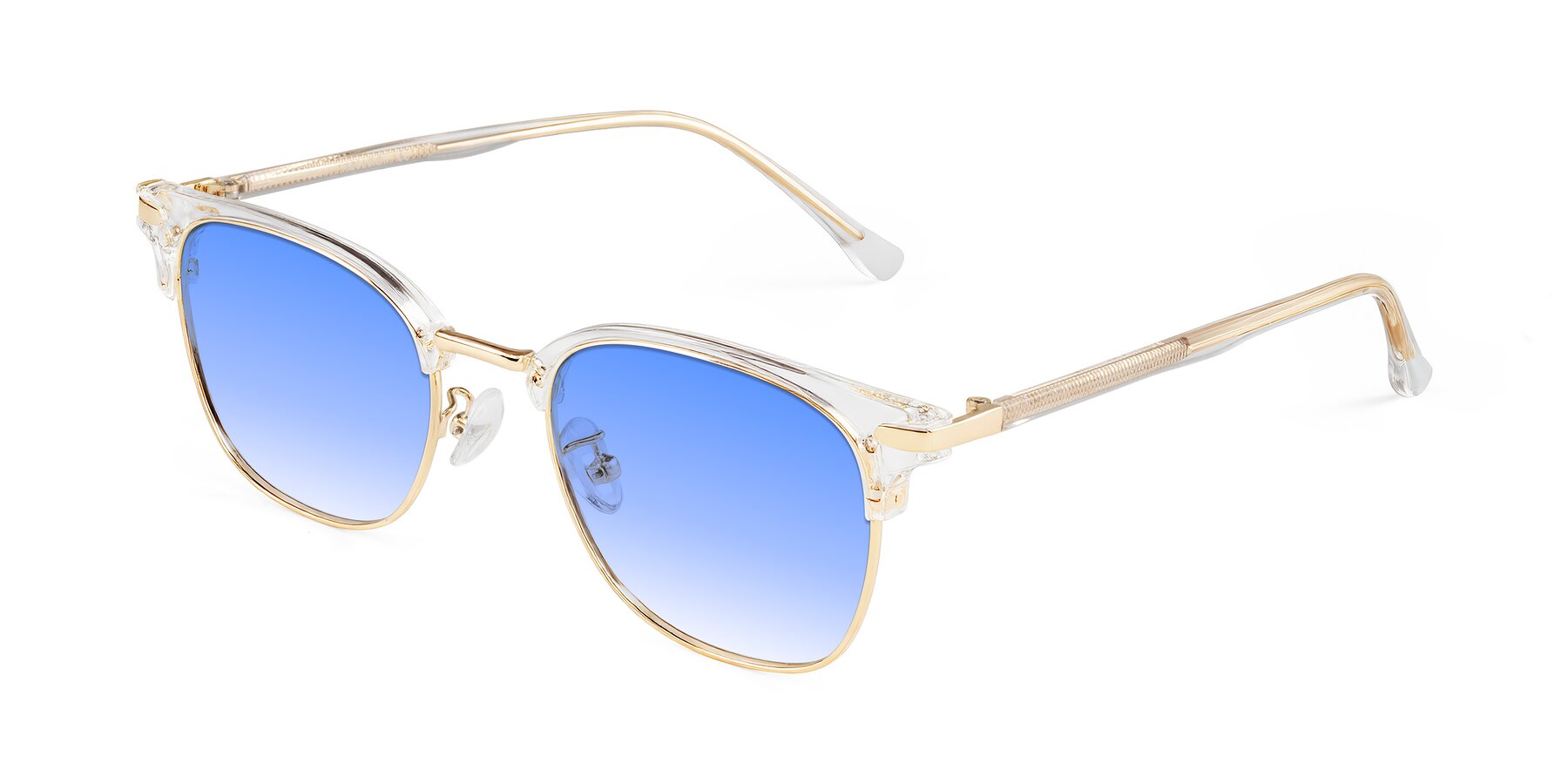 Angle of Raguti in Clear/Gold with Blue Gradient Lenses