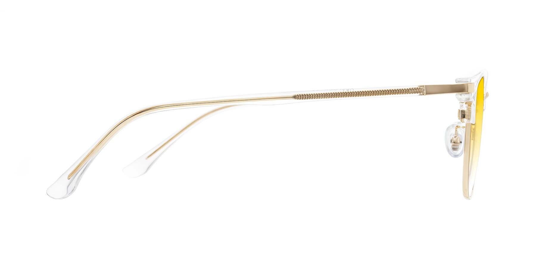 Side of Raguti in Clear/Gold with Yellow Gradient Lenses
