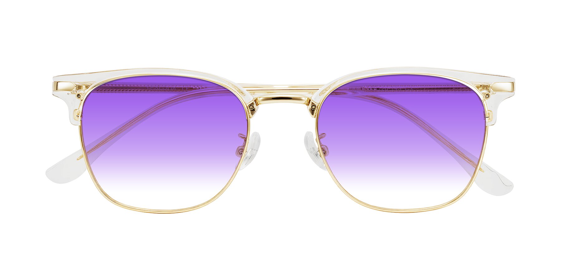 Folded Front of Raguti in Clear/Gold with Purple Gradient Lenses
