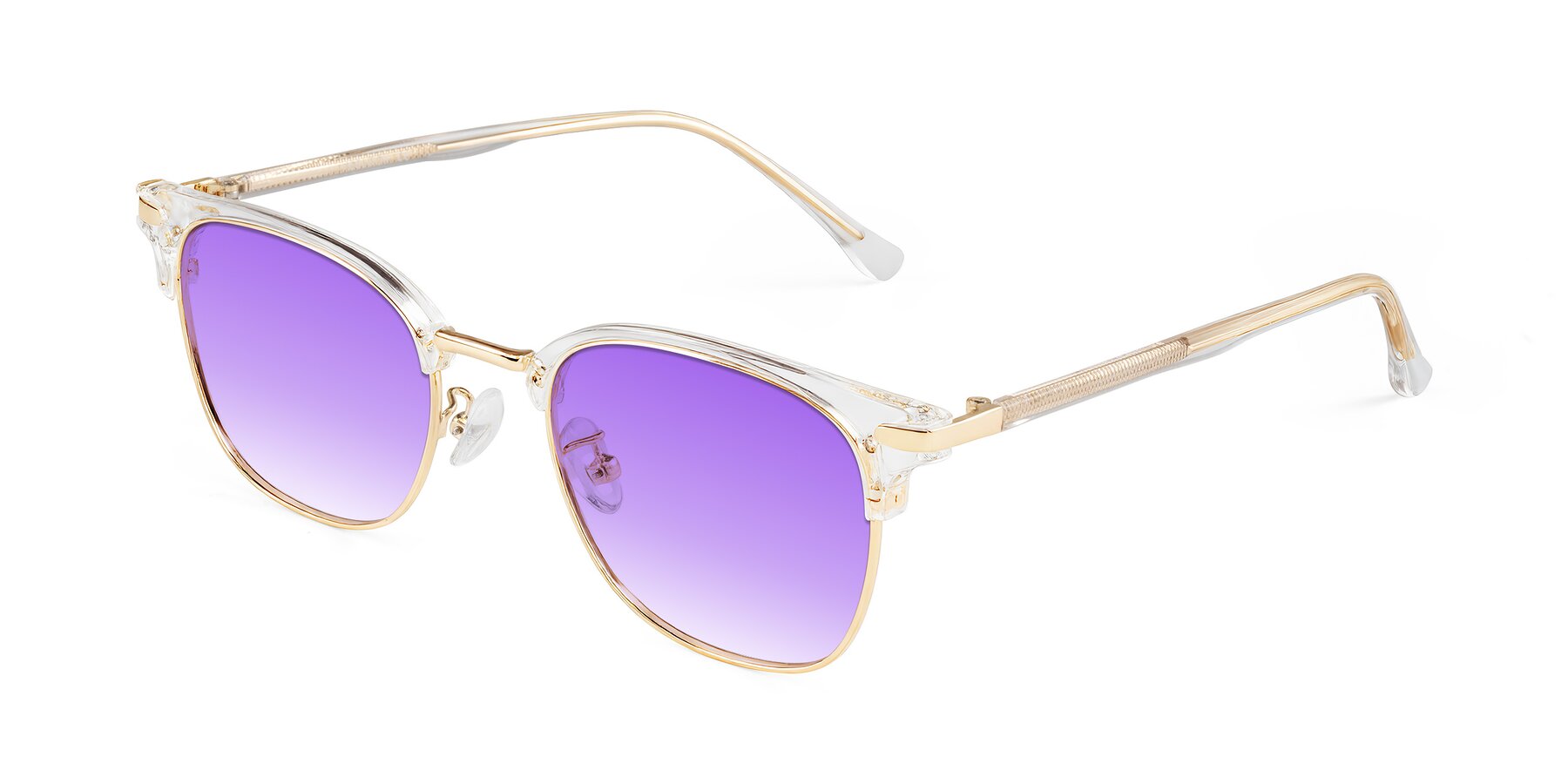 Angle of Raguti in Clear/Gold with Purple Gradient Lenses