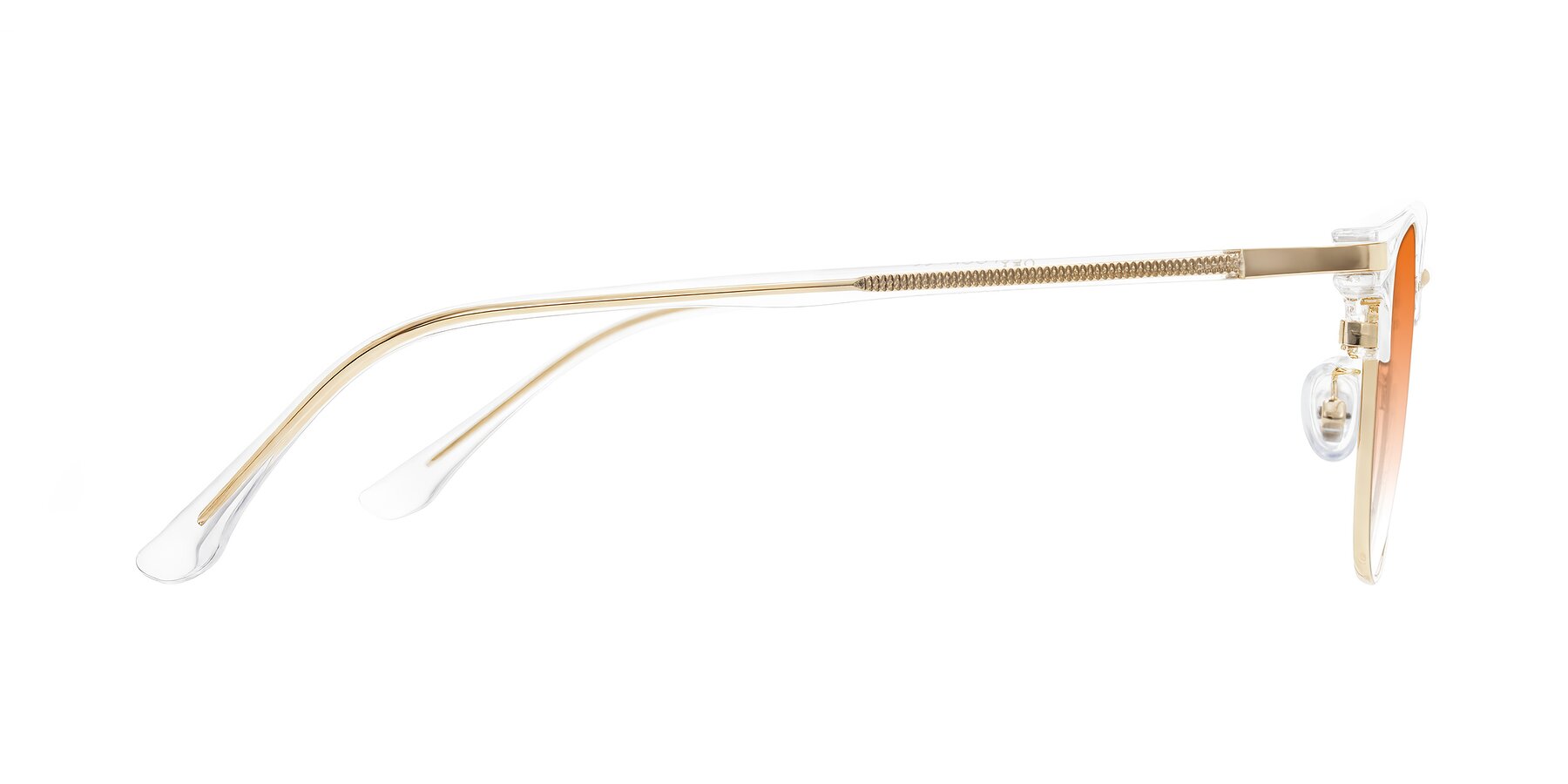 Side of Raguti in Clear/Gold with Orange Gradient Lenses