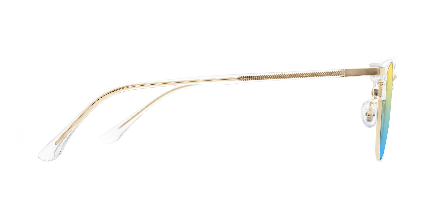 Side of Raguti in Clear/Gold with Yellow / Blue Gradient Lenses