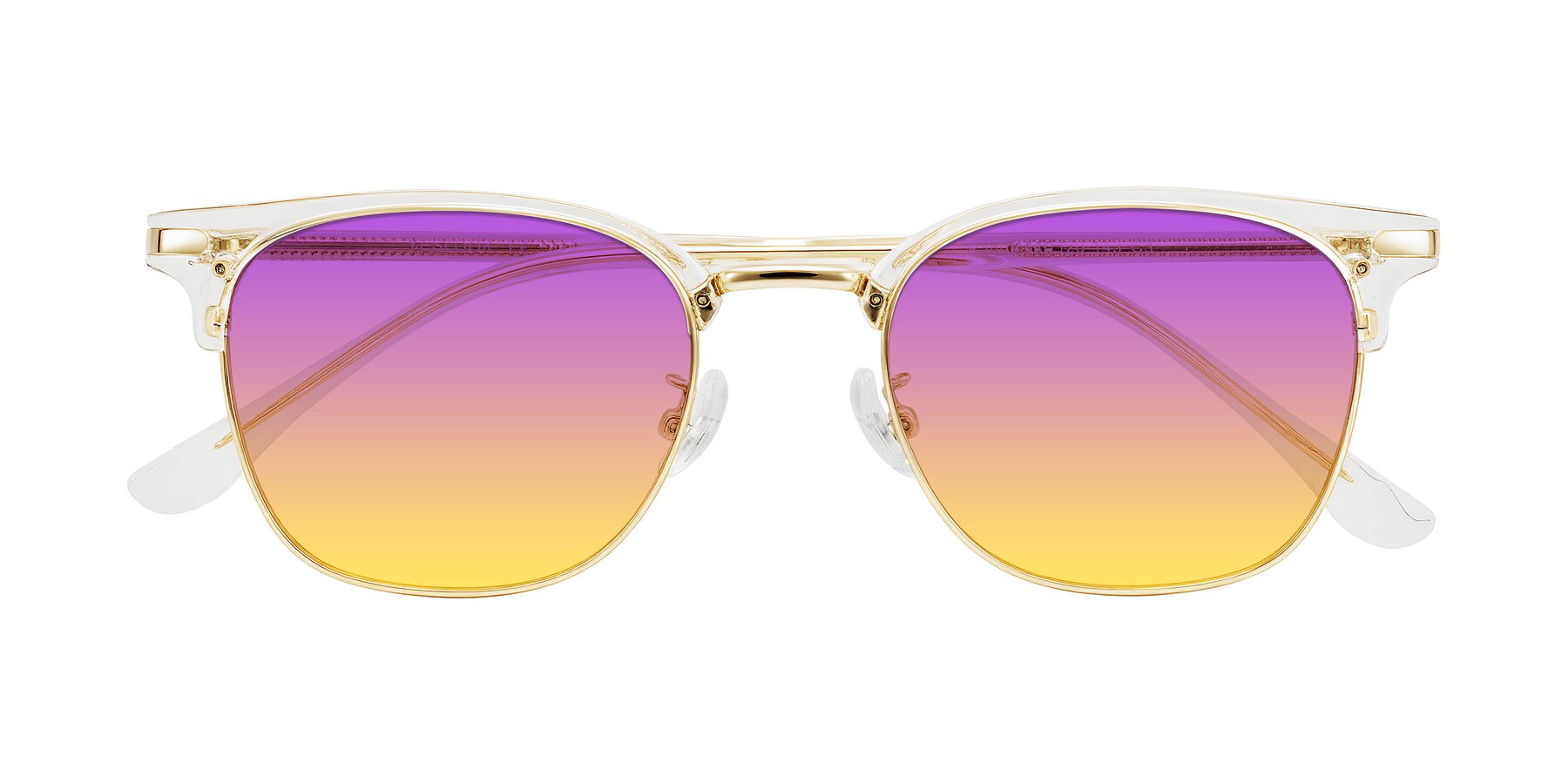Folded Front of Raguti in Clear/Gold with Purple / Yellow Gradient Lenses