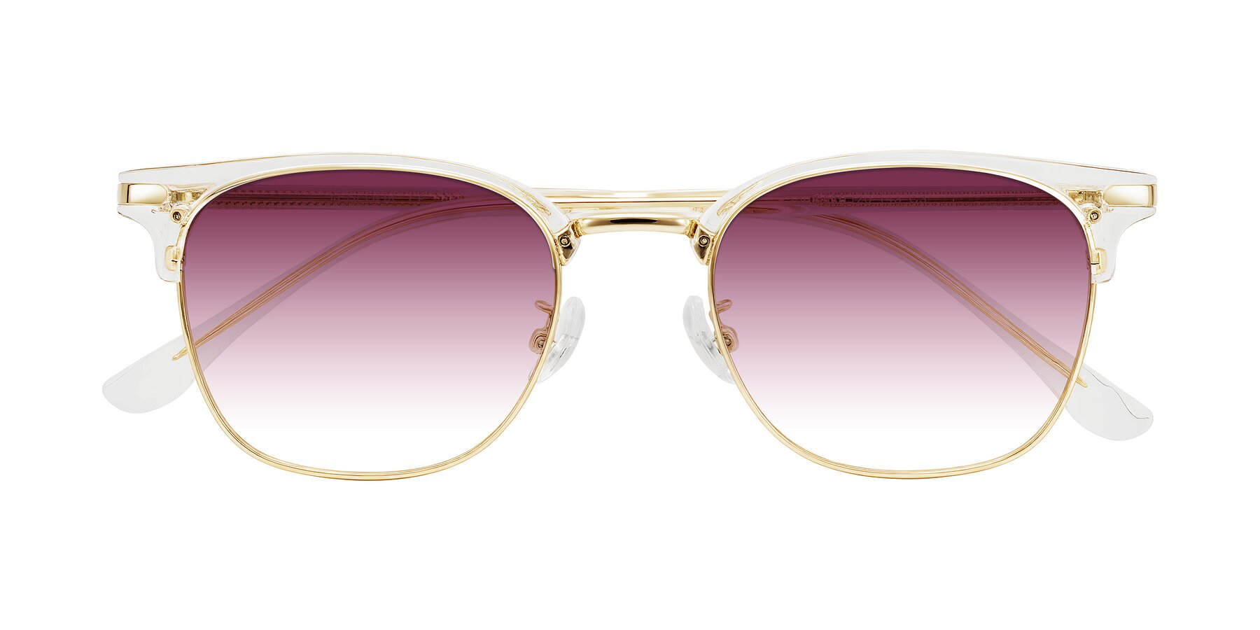 Folded Front of Raguti in Clear/Gold with Wine Gradient Lenses