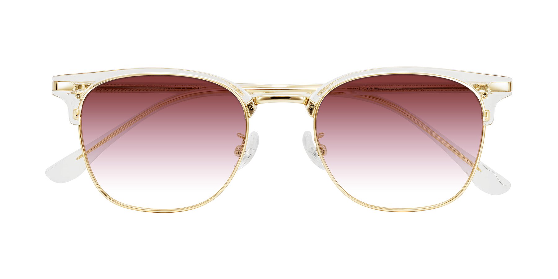 Folded Front of Raguti in Clear/Gold with Garnet Gradient Lenses