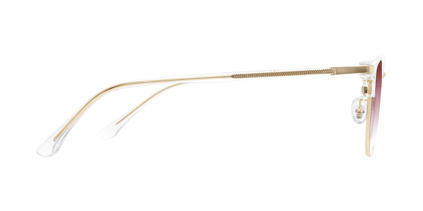 Side of Raguti in Clear/Gold with Garnet Gradient Lenses