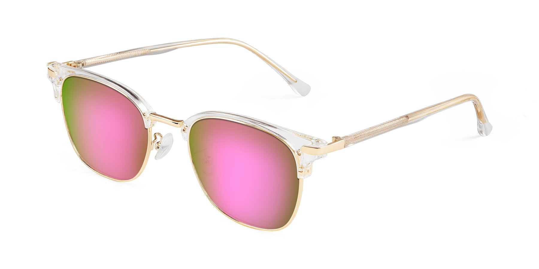 Angle of Raguti in Clear/Gold with Pink Mirrored Lenses