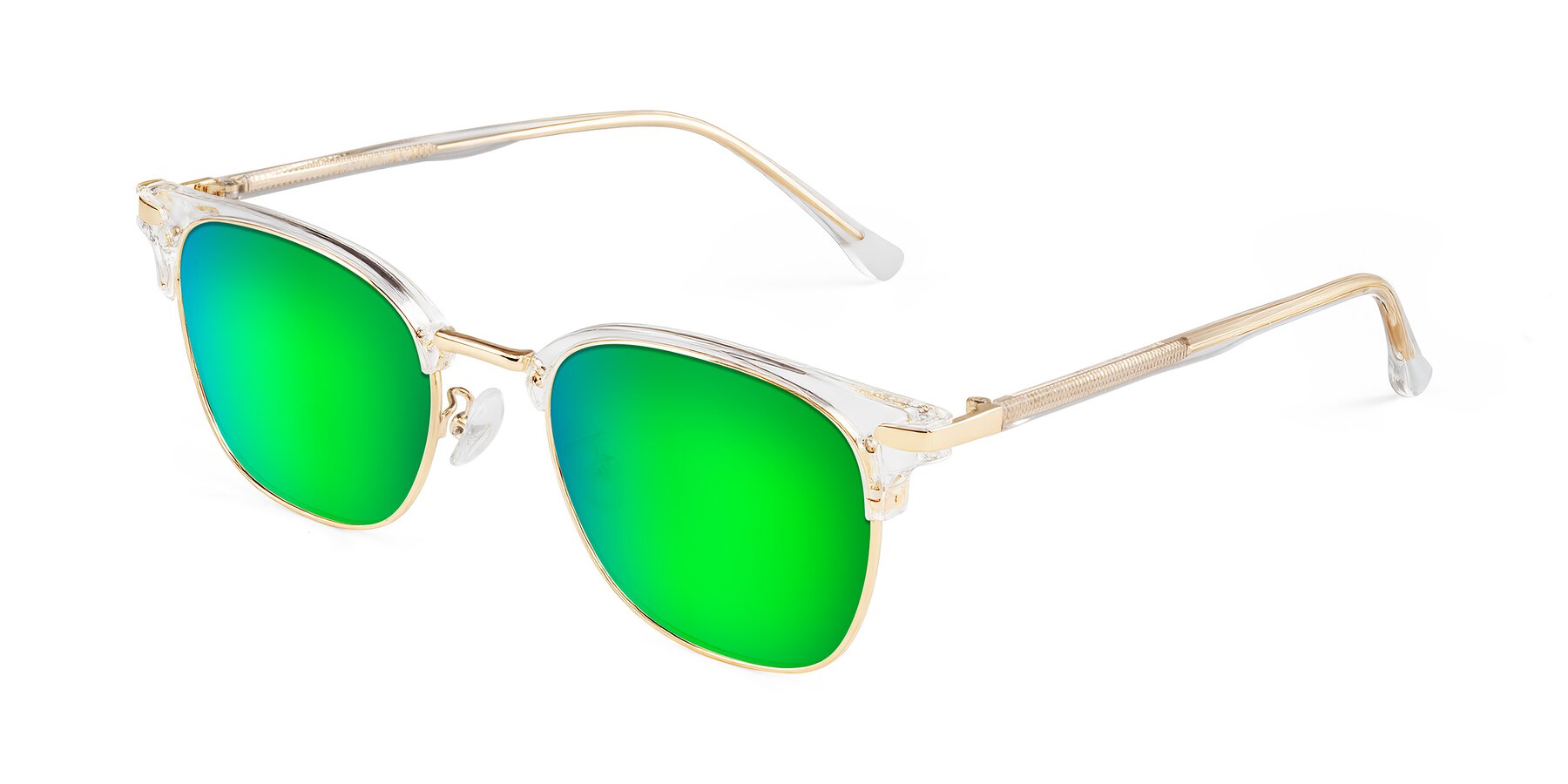 Angle of Raguti in Clear/Gold with Green Mirrored Lenses