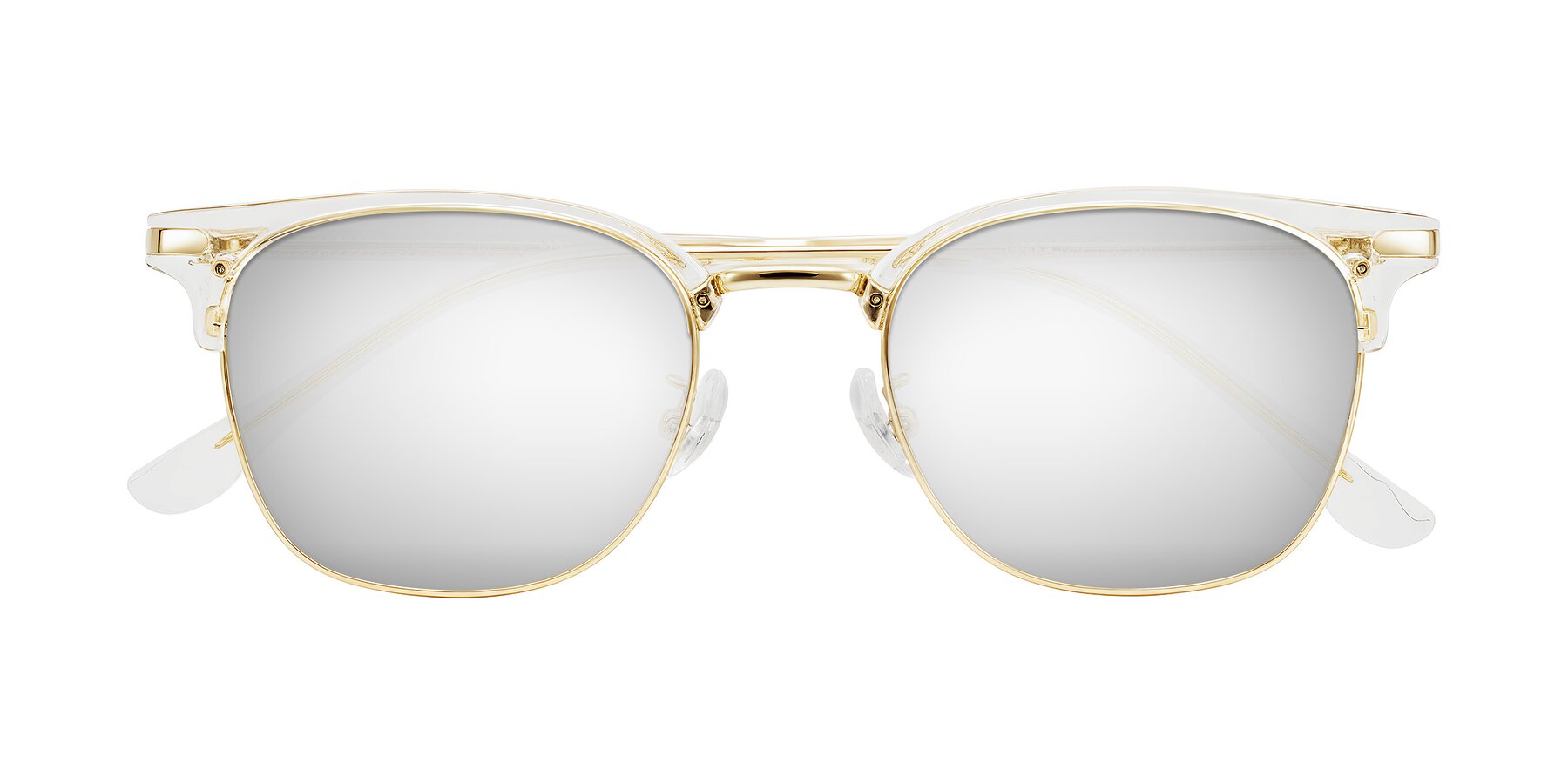 Folded Front of Raguti in Clear/Gold with Silver Mirrored Lenses