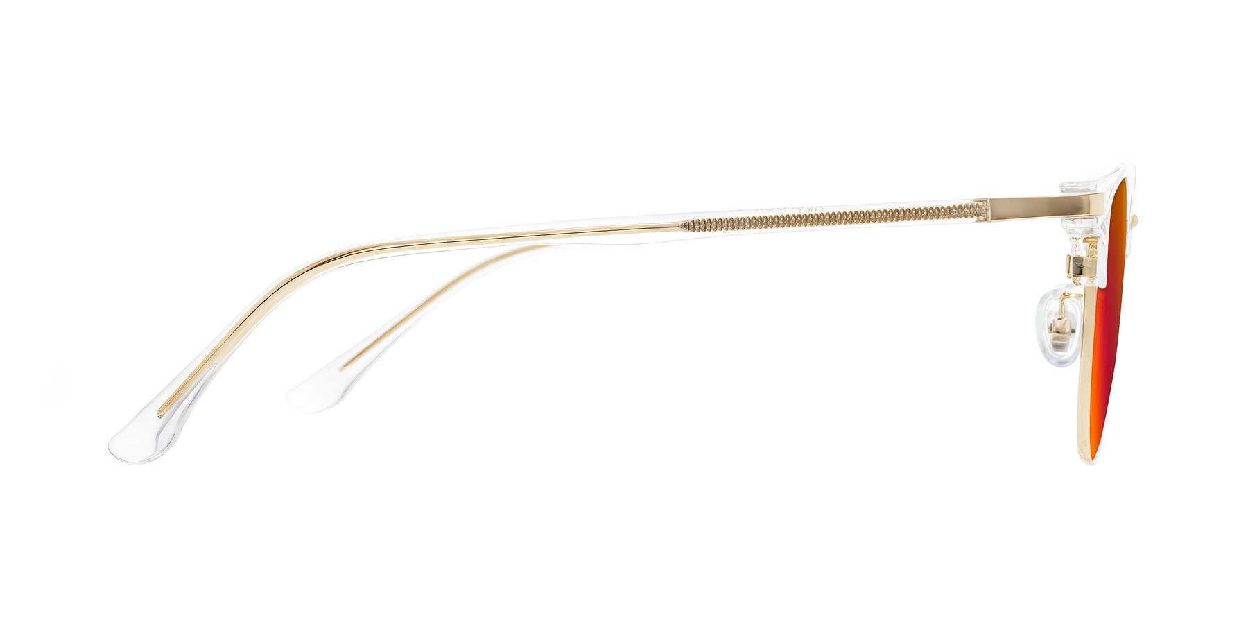 Side of Raguti in Clear/Gold with Red Gold Mirrored Lenses