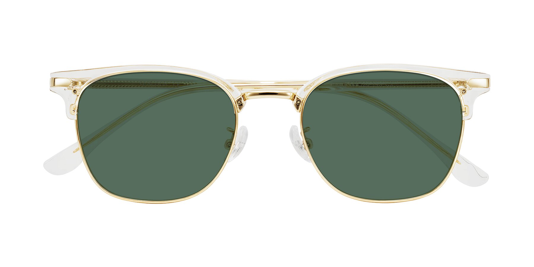 Folded Front of Raguti in Clear/Gold with Green Polarized Lenses