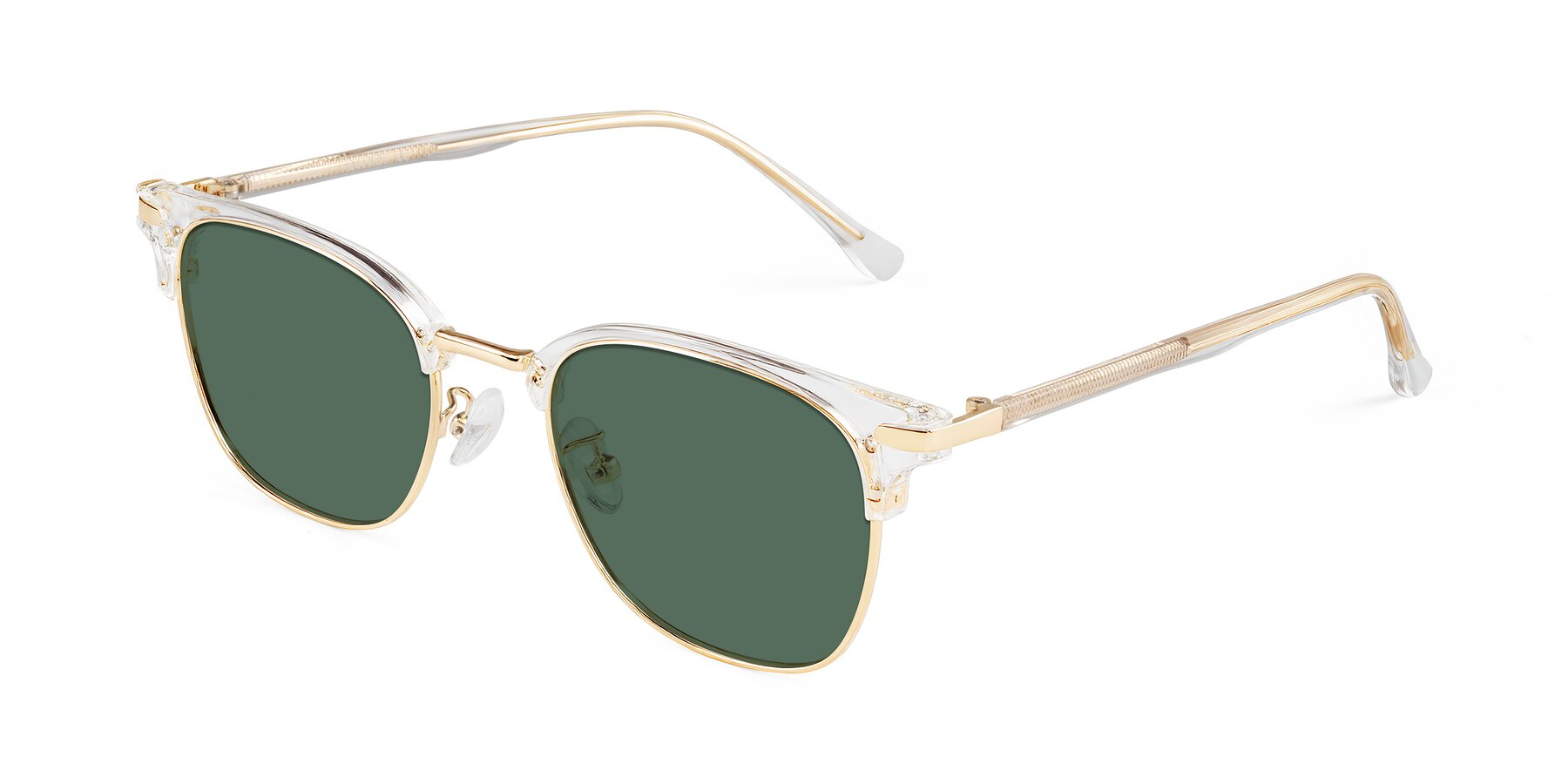 Angle of Raguti in Clear/Gold with Green Polarized Lenses