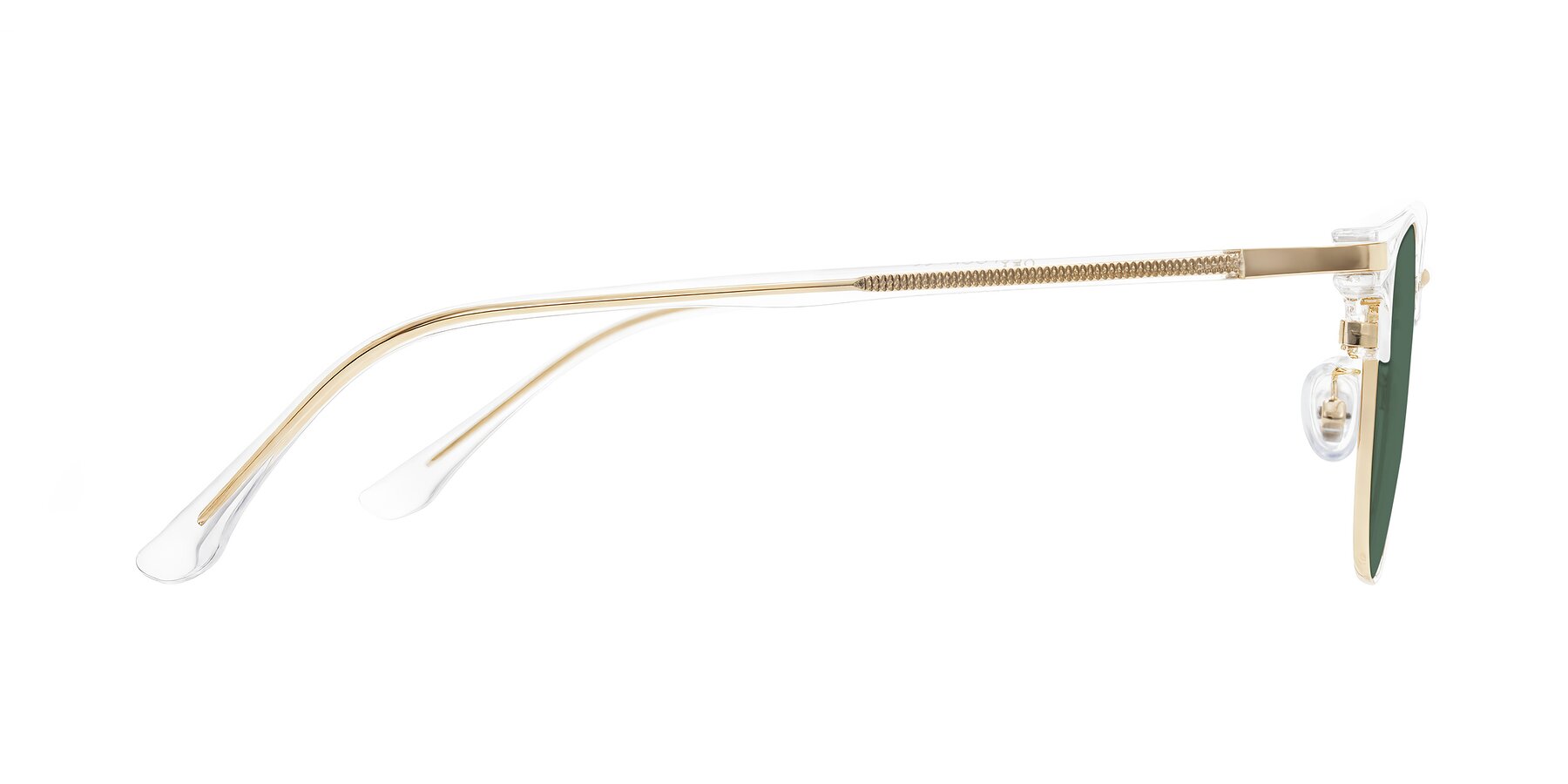 Side of Raguti in Clear/Gold with Green Polarized Lenses