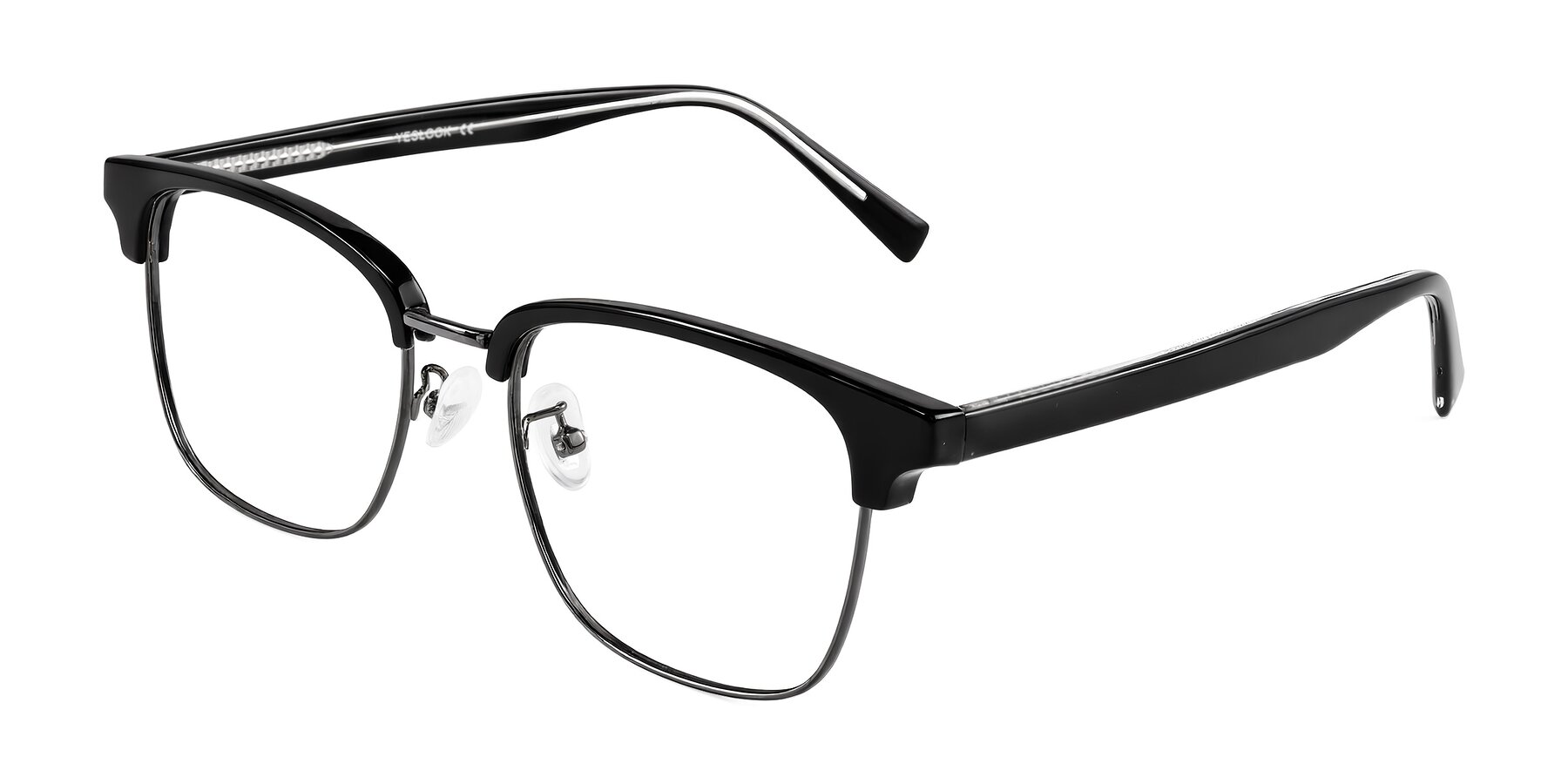 Angle of Waxler in Black/Gunmetal with Clear Eyeglass Lenses