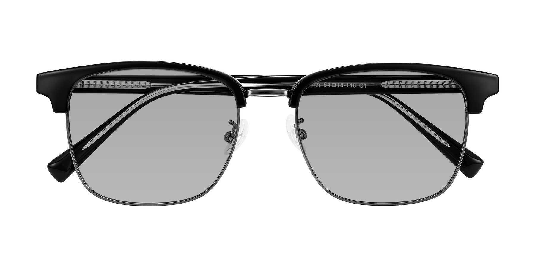 Folded Front of Waxler in Black/Gunmetal with Light Gray Tinted Lenses