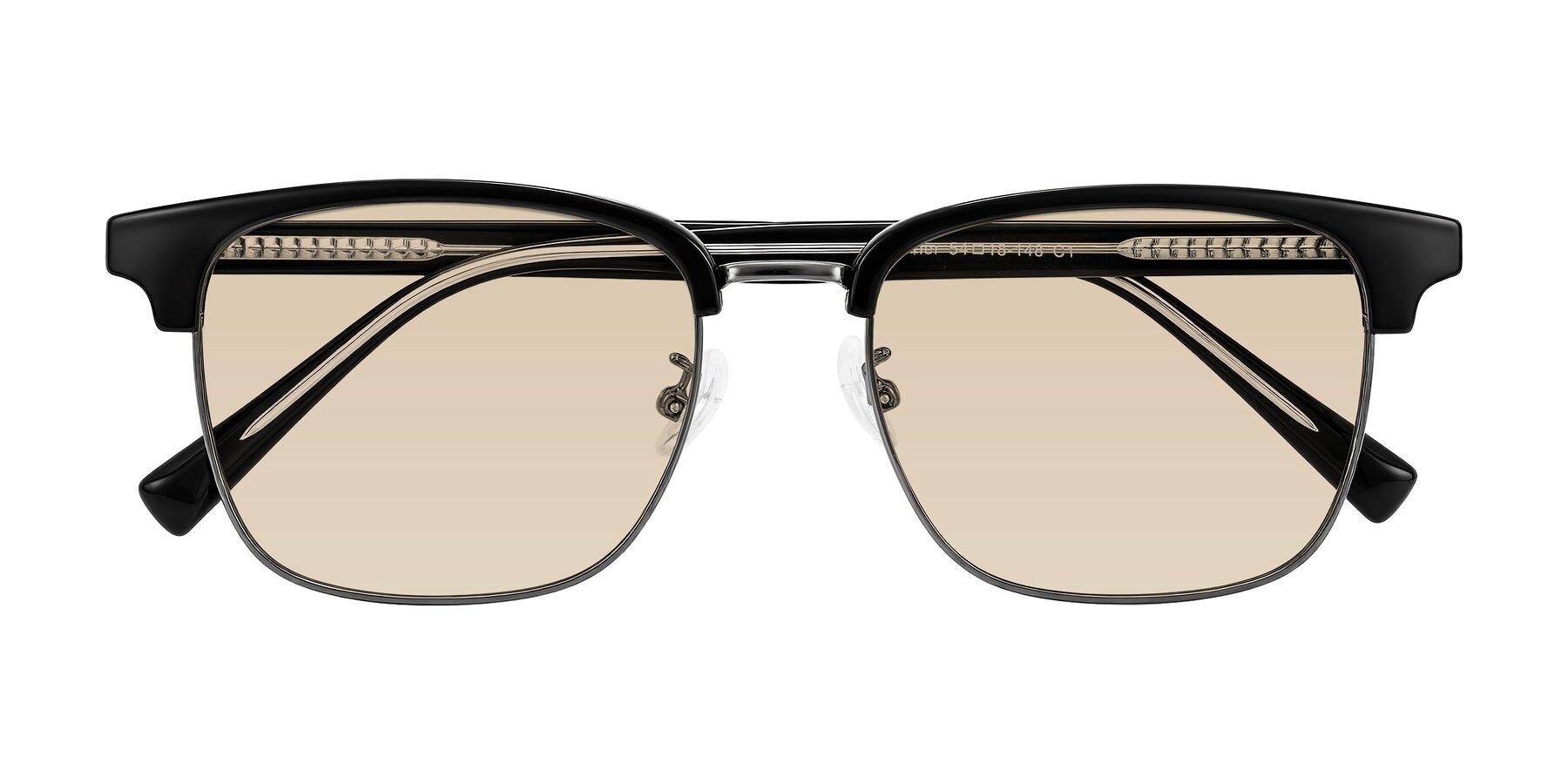 Folded Front of Waxler in Black/Gunmetal with Light Brown Tinted Lenses