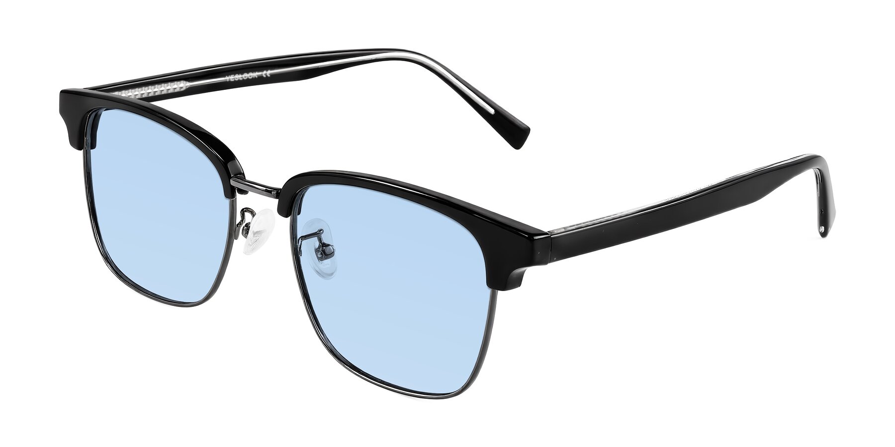 Angle of Waxler in Black/Gunmetal with Light Blue Tinted Lenses