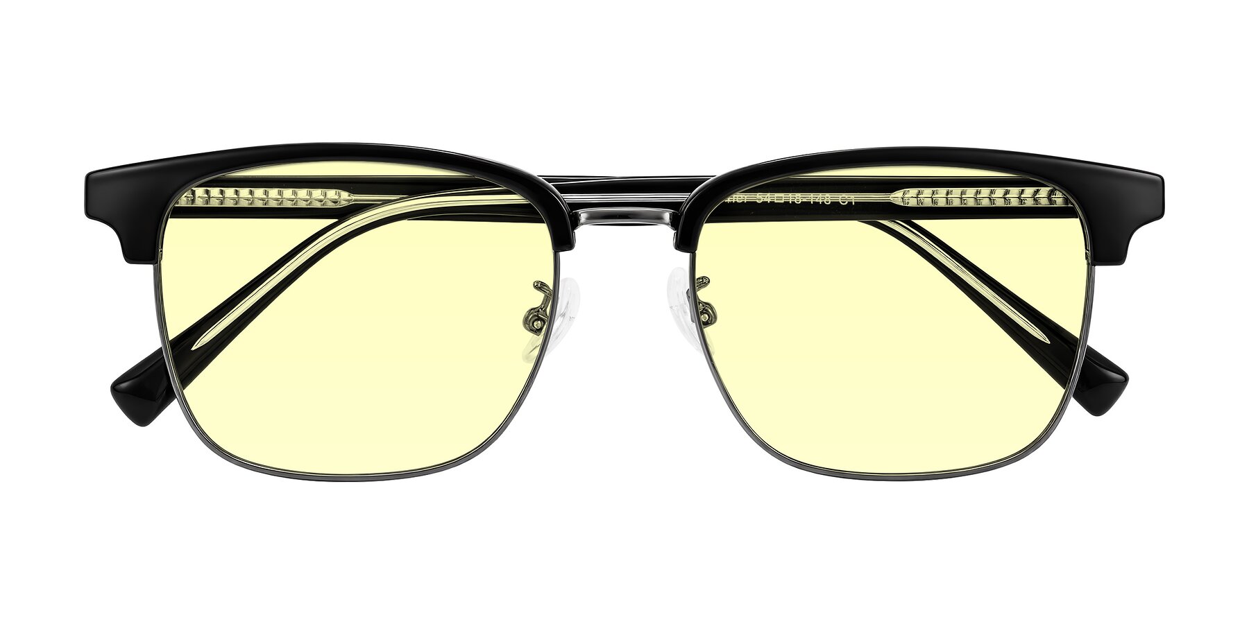 Folded Front of Waxler in Black/Gunmetal with Light Yellow Tinted Lenses