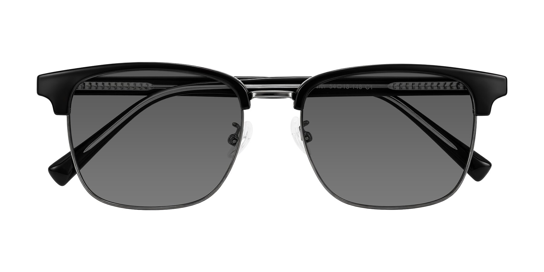 Folded Front of Waxler in Black/Gunmetal with Medium Gray Tinted Lenses