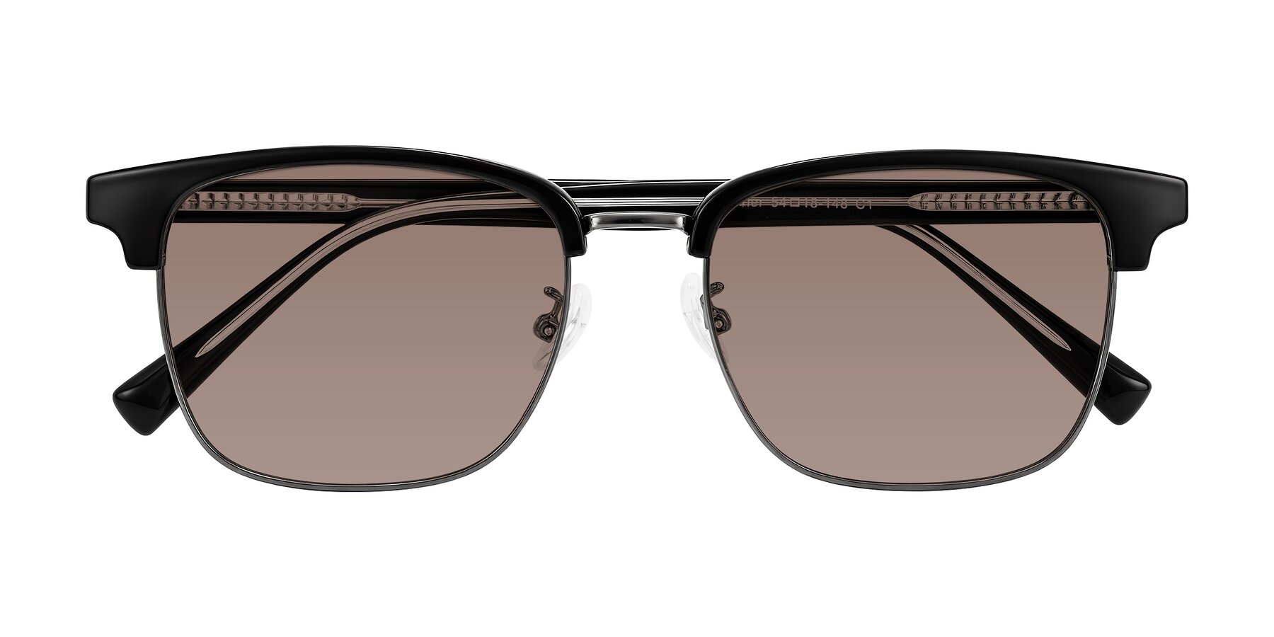 Folded Front of Waxler in Black/Gunmetal with Medium Brown Tinted Lenses