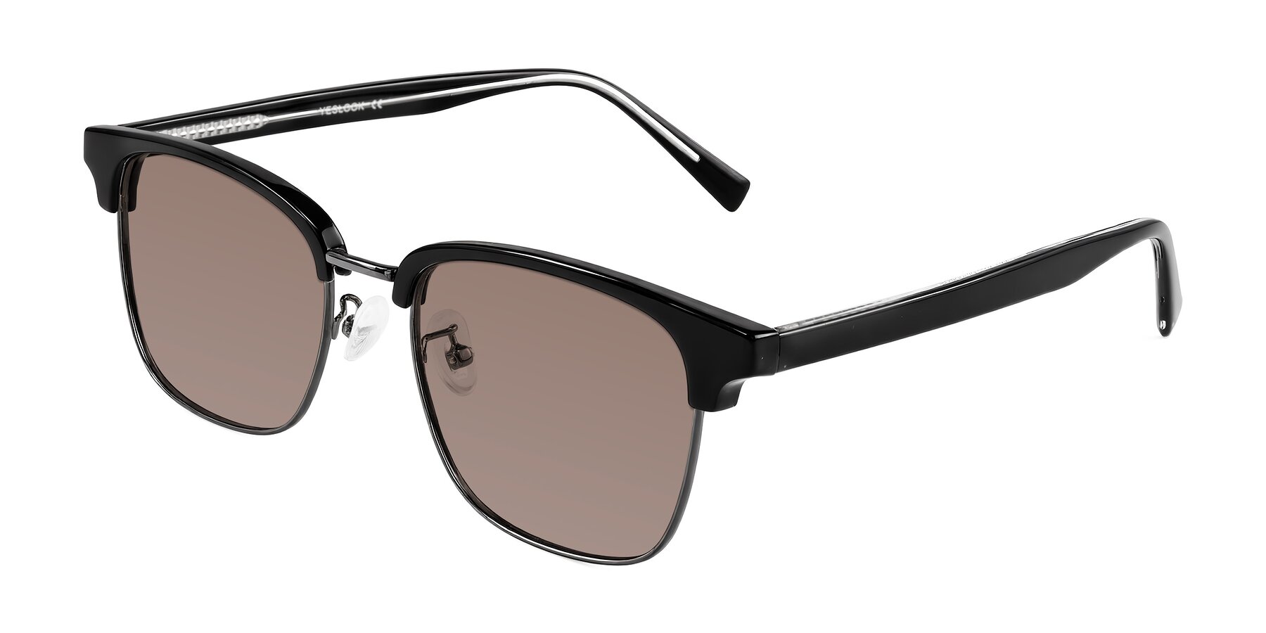 Angle of Waxler in Black/Gunmetal with Medium Brown Tinted Lenses