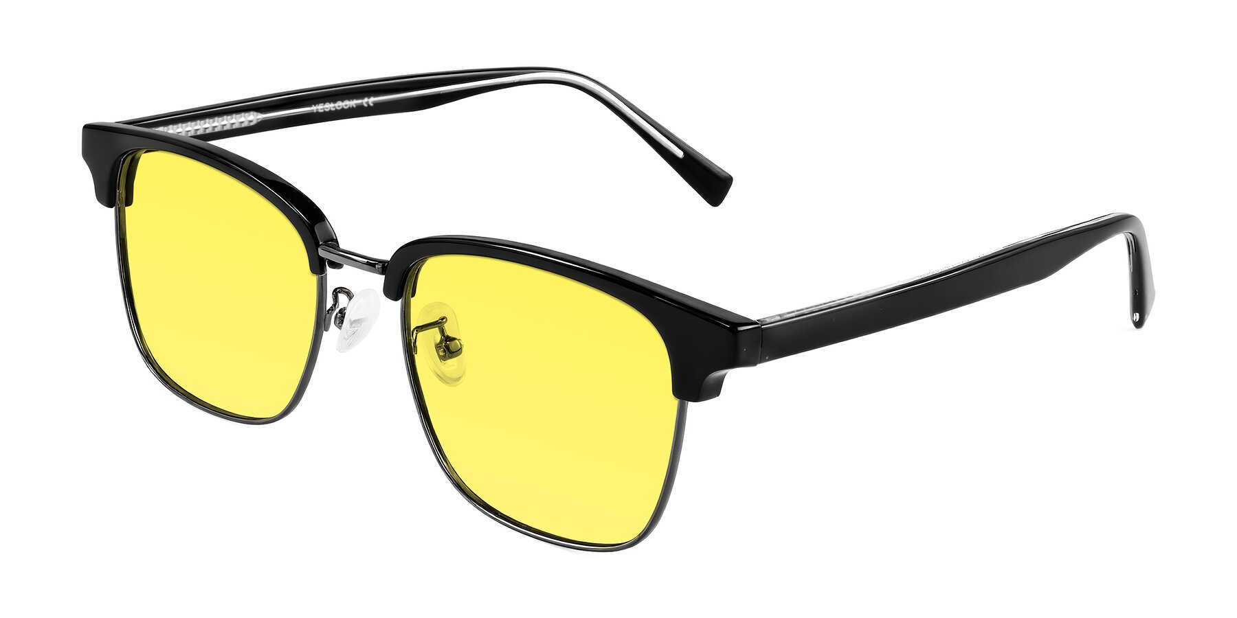 Angle of Waxler in Black/Gunmetal with Medium Yellow Tinted Lenses