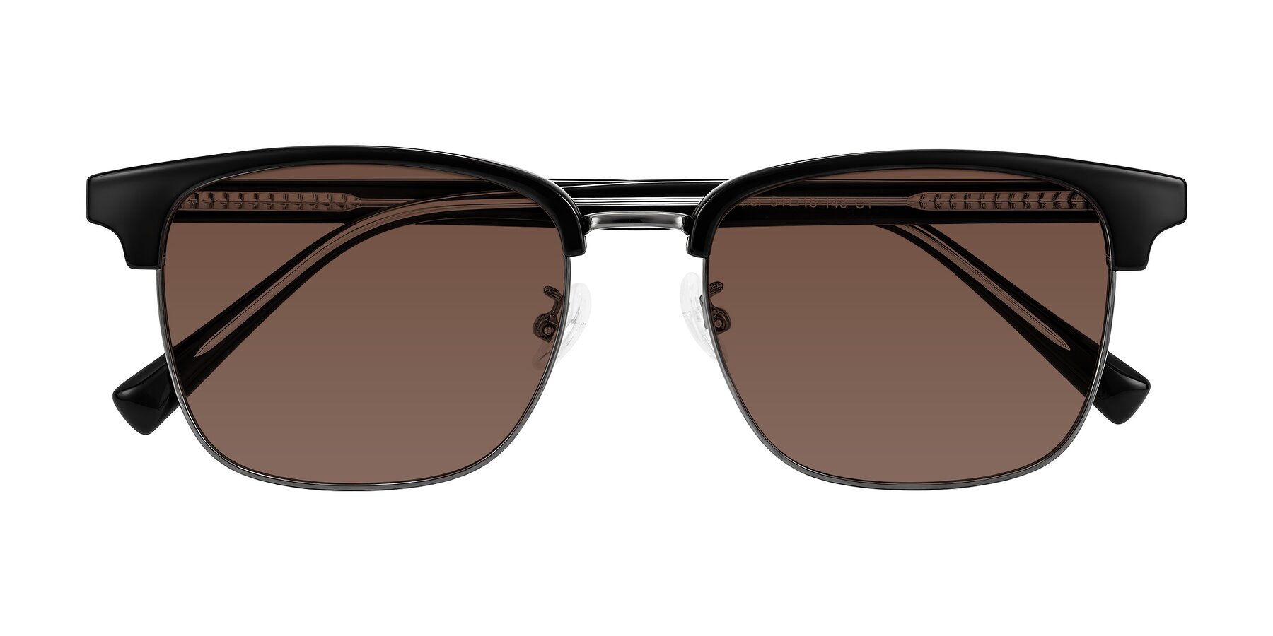 Folded Front of Waxler in Black/Gunmetal with Brown Tinted Lenses