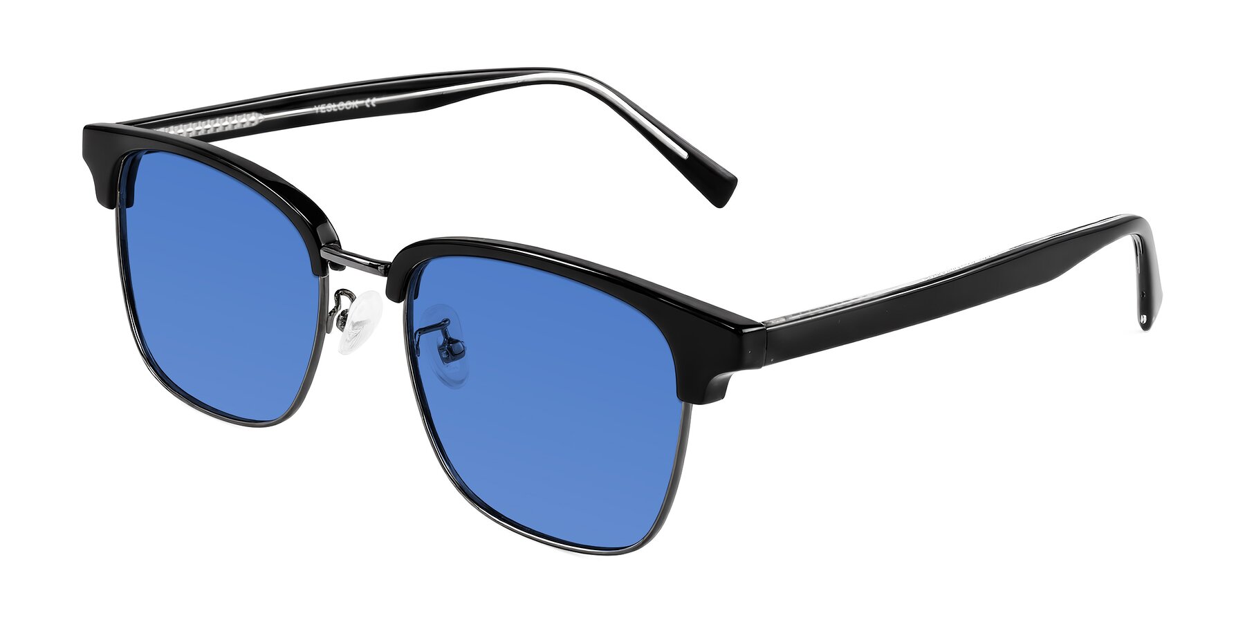 Angle of Waxler in Black/Gunmetal with Blue Tinted Lenses