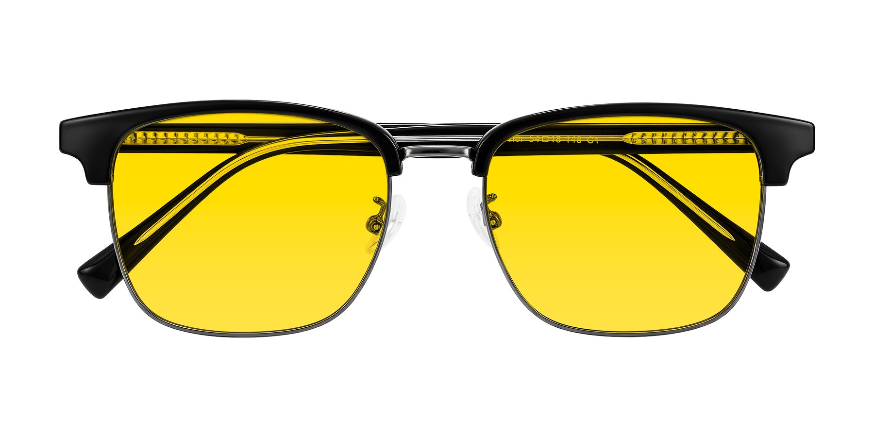 Folded Front of Waxler in Black/Gunmetal with Yellow Tinted Lenses