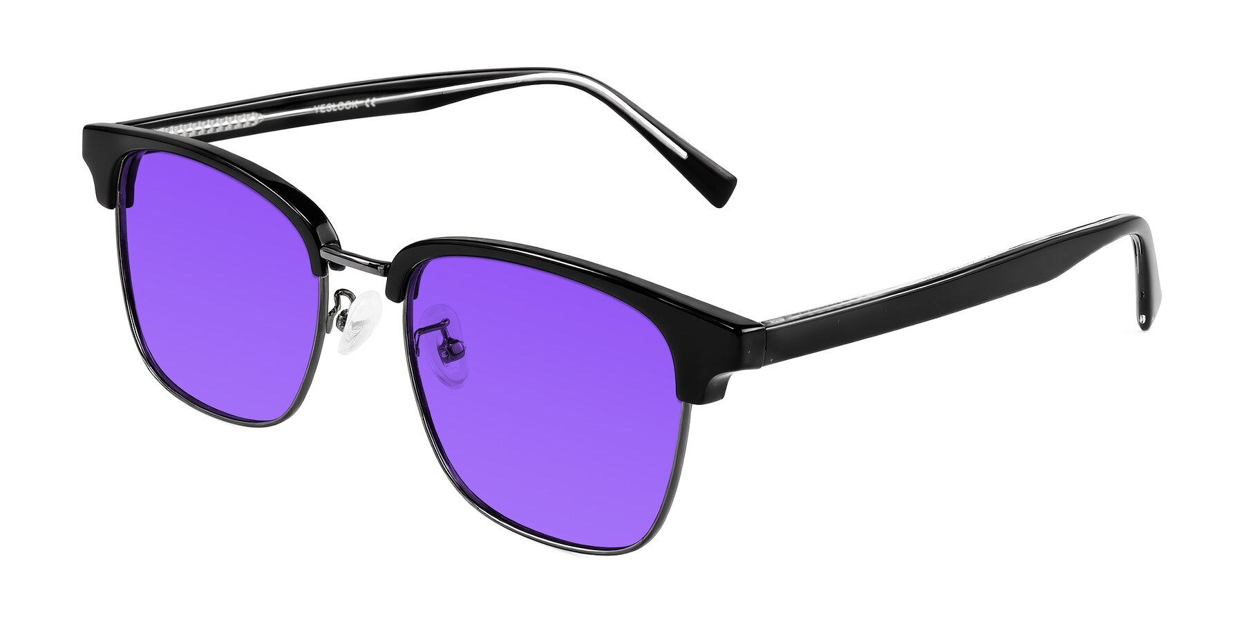 Angle of Waxler in Black/Gunmetal with Purple Tinted Lenses