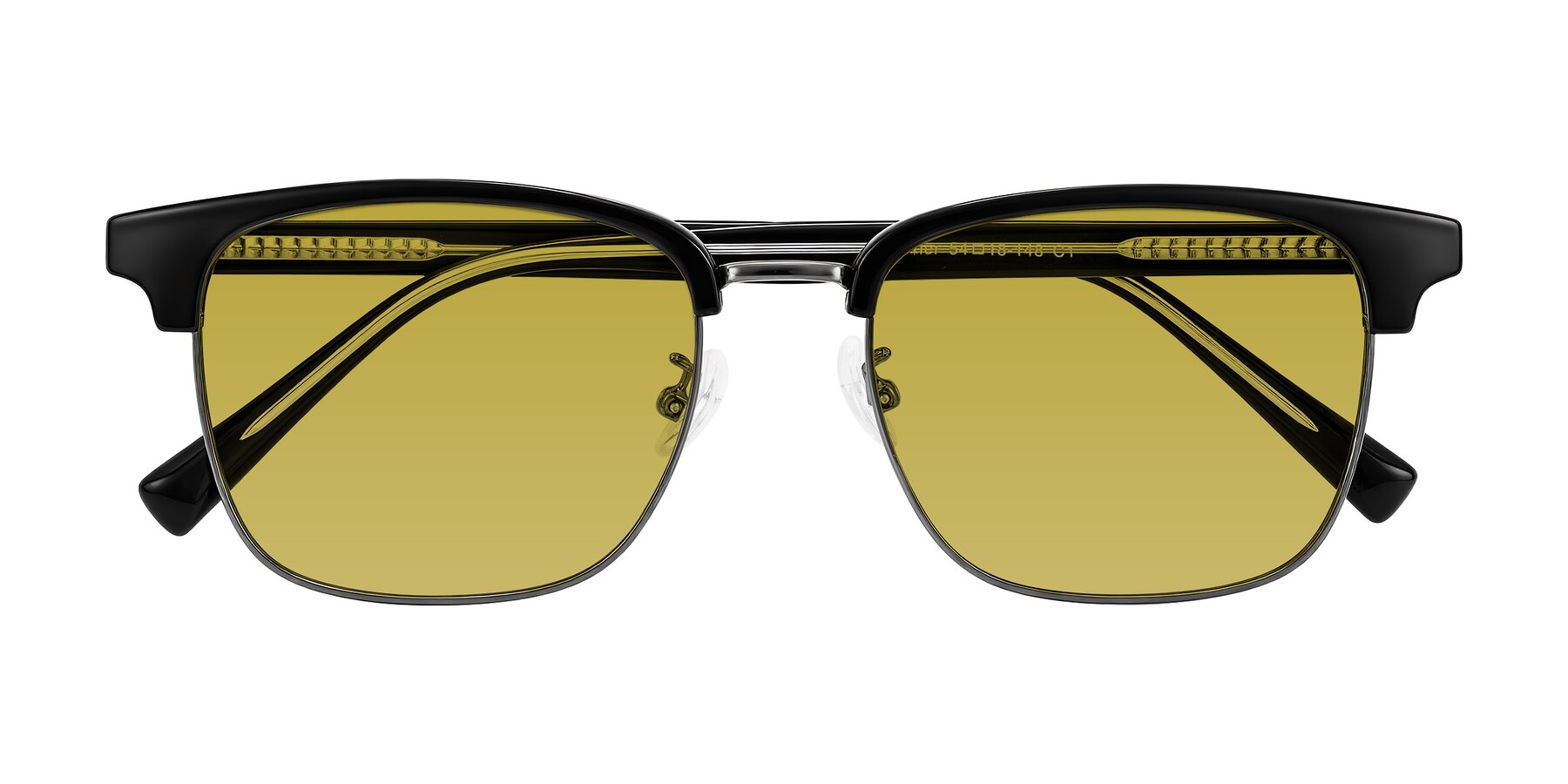 Folded Front of Waxler in Black/Gunmetal with Champagne Tinted Lenses