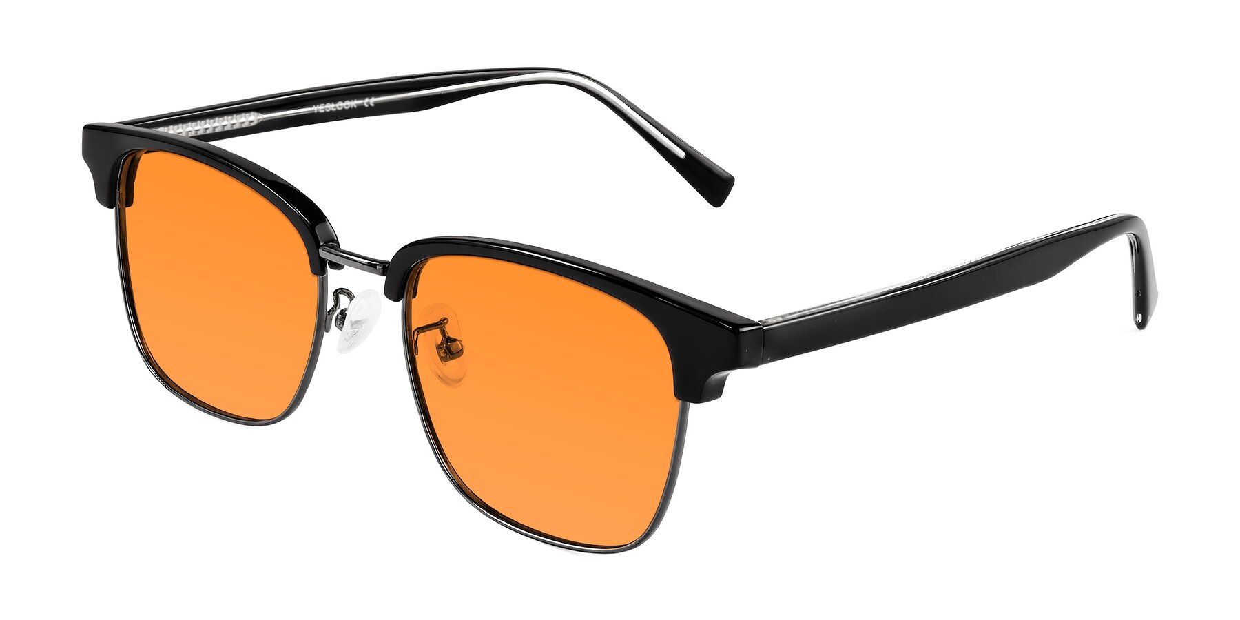 Angle of Waxler in Black/Gunmetal with Orange Tinted Lenses