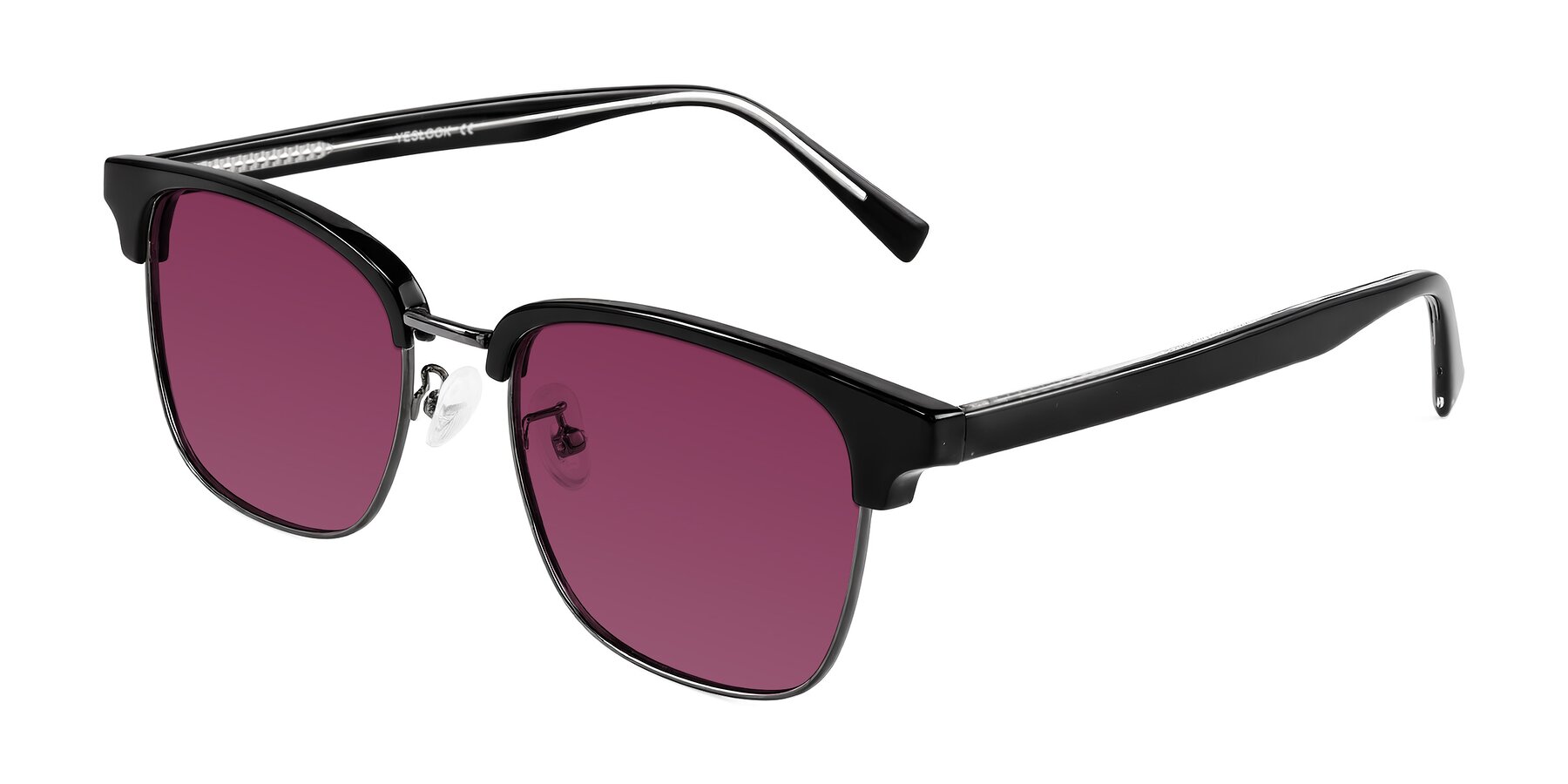 Angle of Waxler in Black/Gunmetal with Wine Tinted Lenses