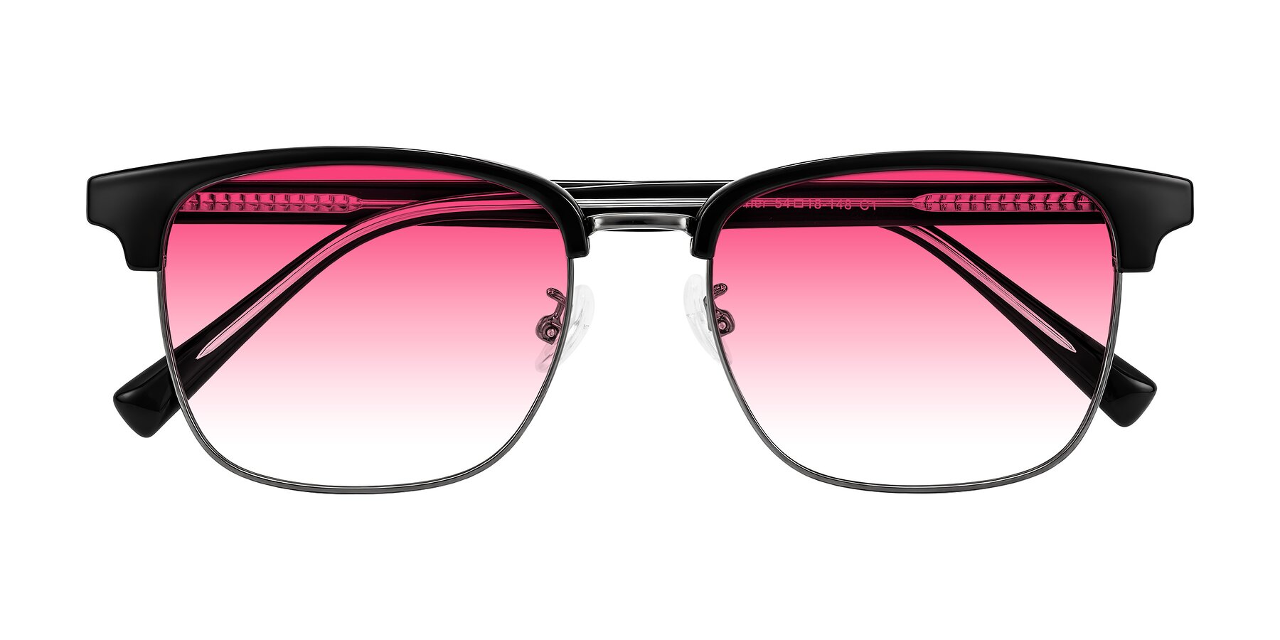 Folded Front of Waxler in Black/Gunmetal with Pink Gradient Lenses
