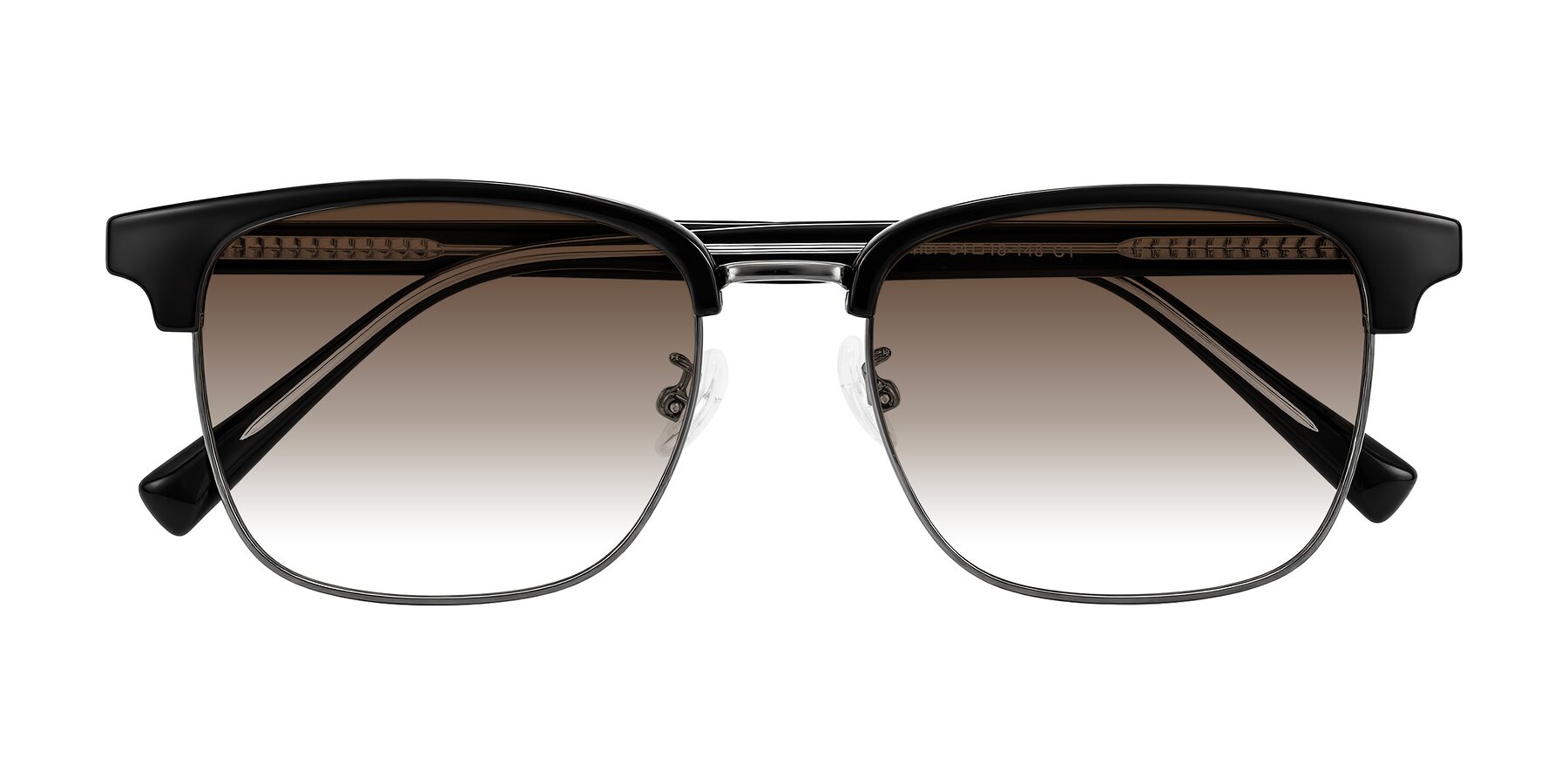 Folded Front of Waxler in Black/Gunmetal with Brown Gradient Lenses